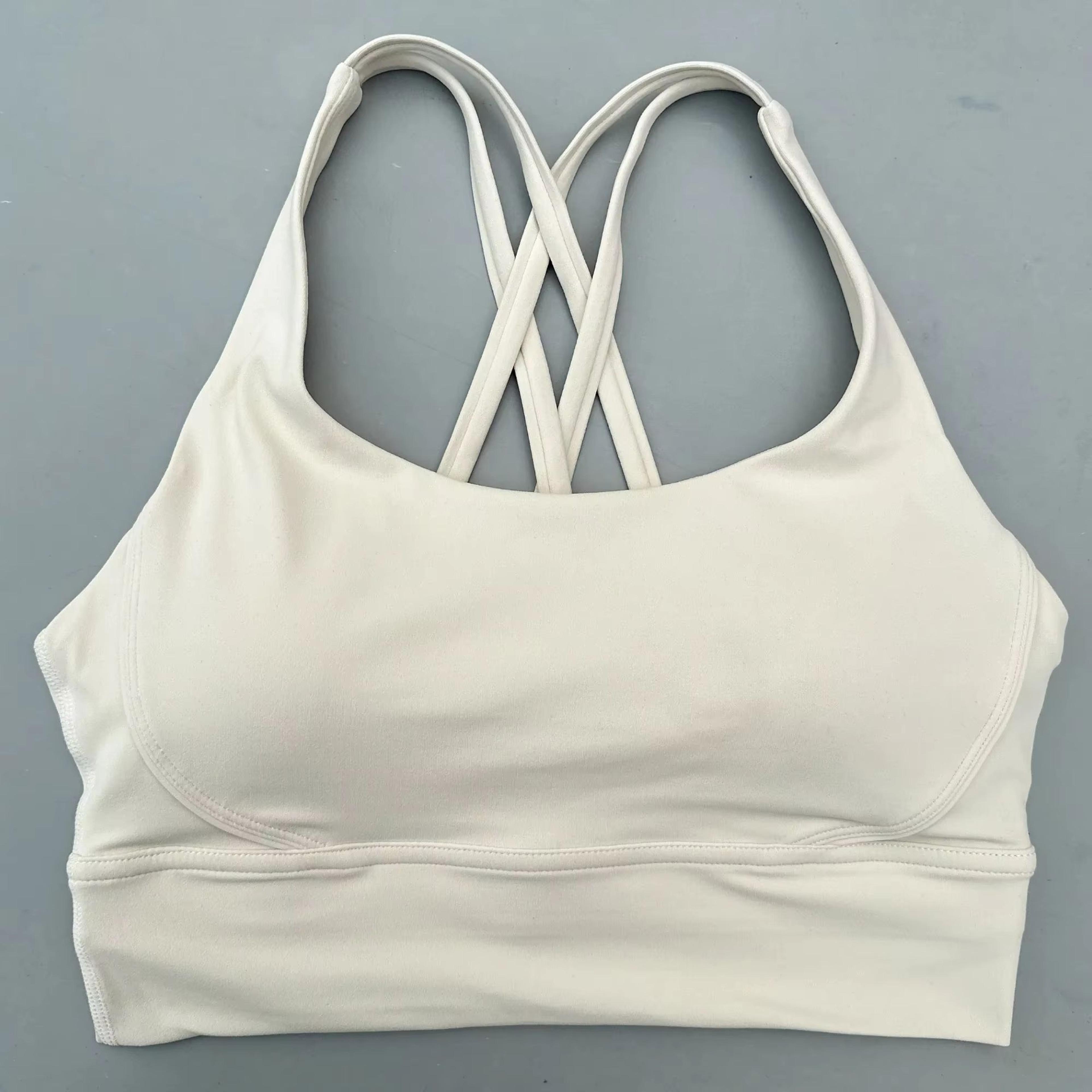 Solid Color Cross Back High Support Workout Bra For Women 3