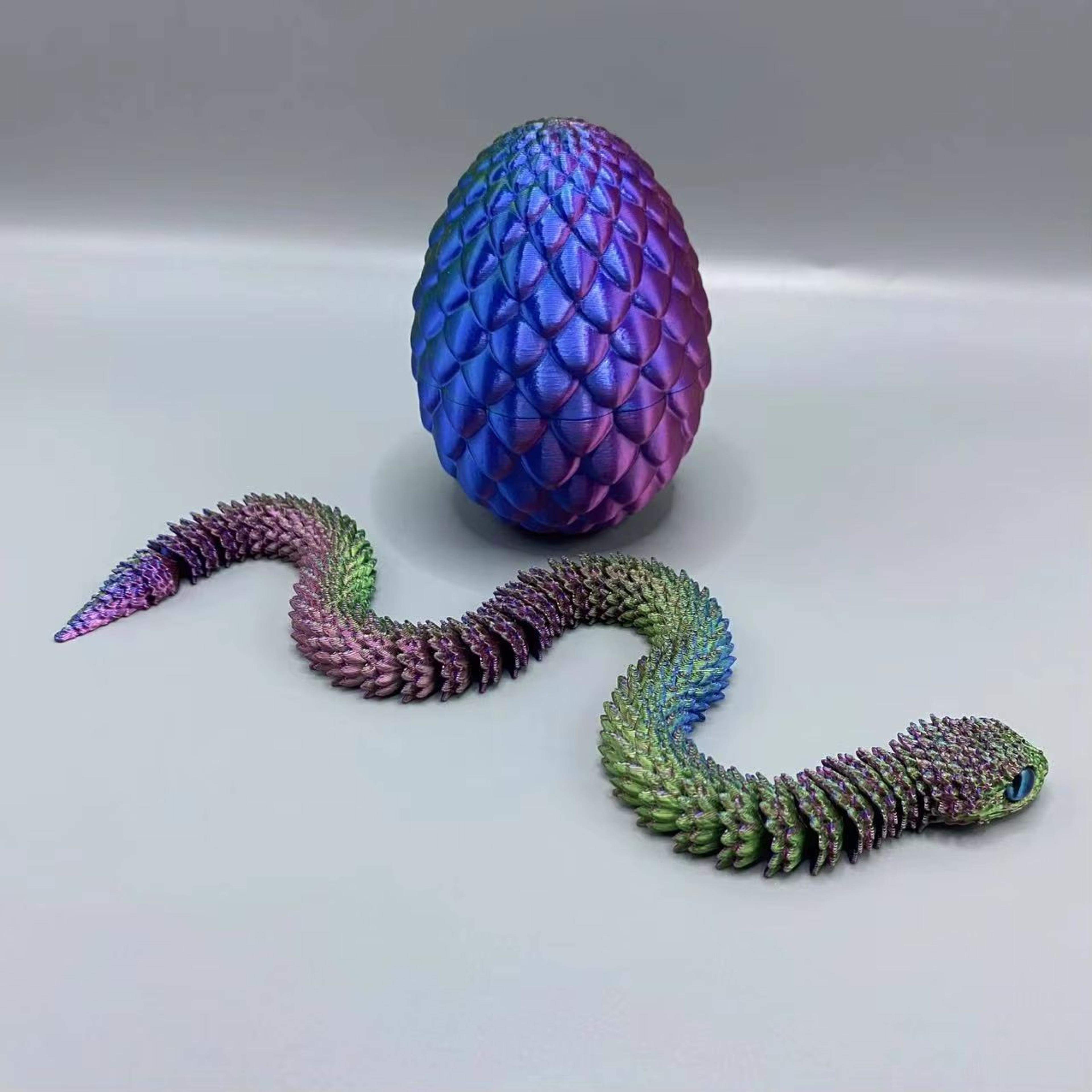 4Piece 3D Printed Snake Surprise Egg Decorations With Flexible Joints 3