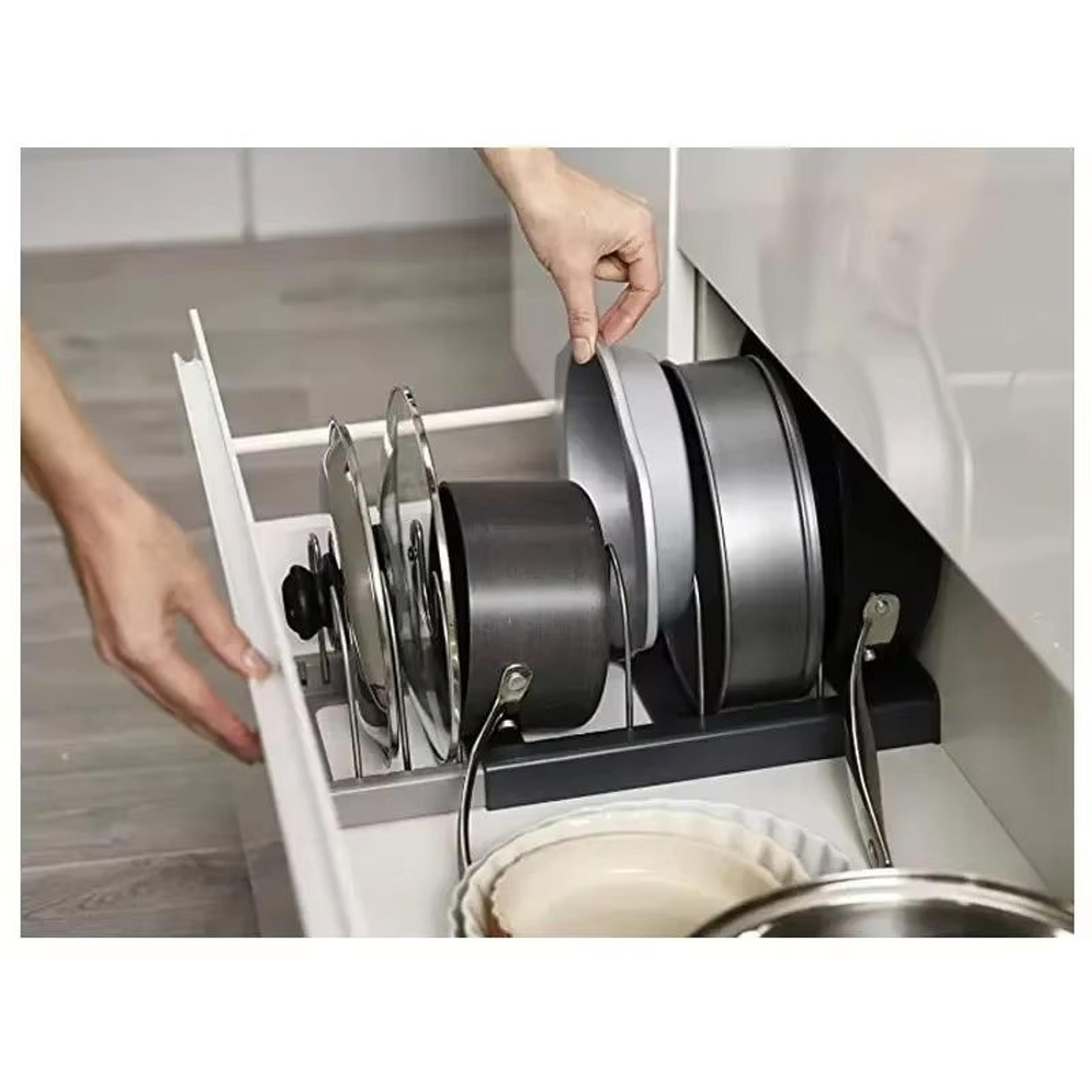 Expandable Stainless Steel Kitchen Cabinet Organizer For Pots Pans And Cutting Boards 3