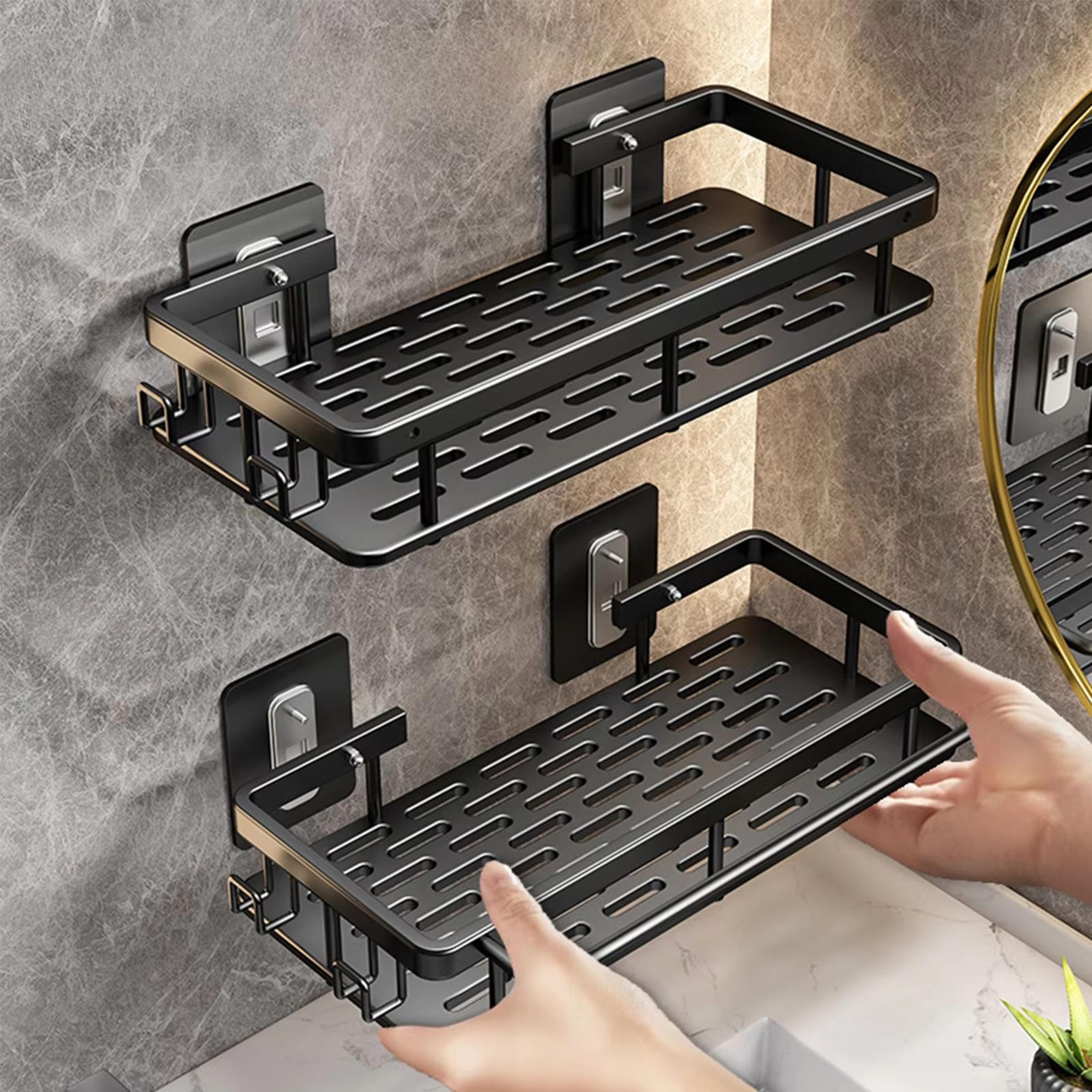 no-drill aluminum bathroom corner shelf wall mounted storage rack