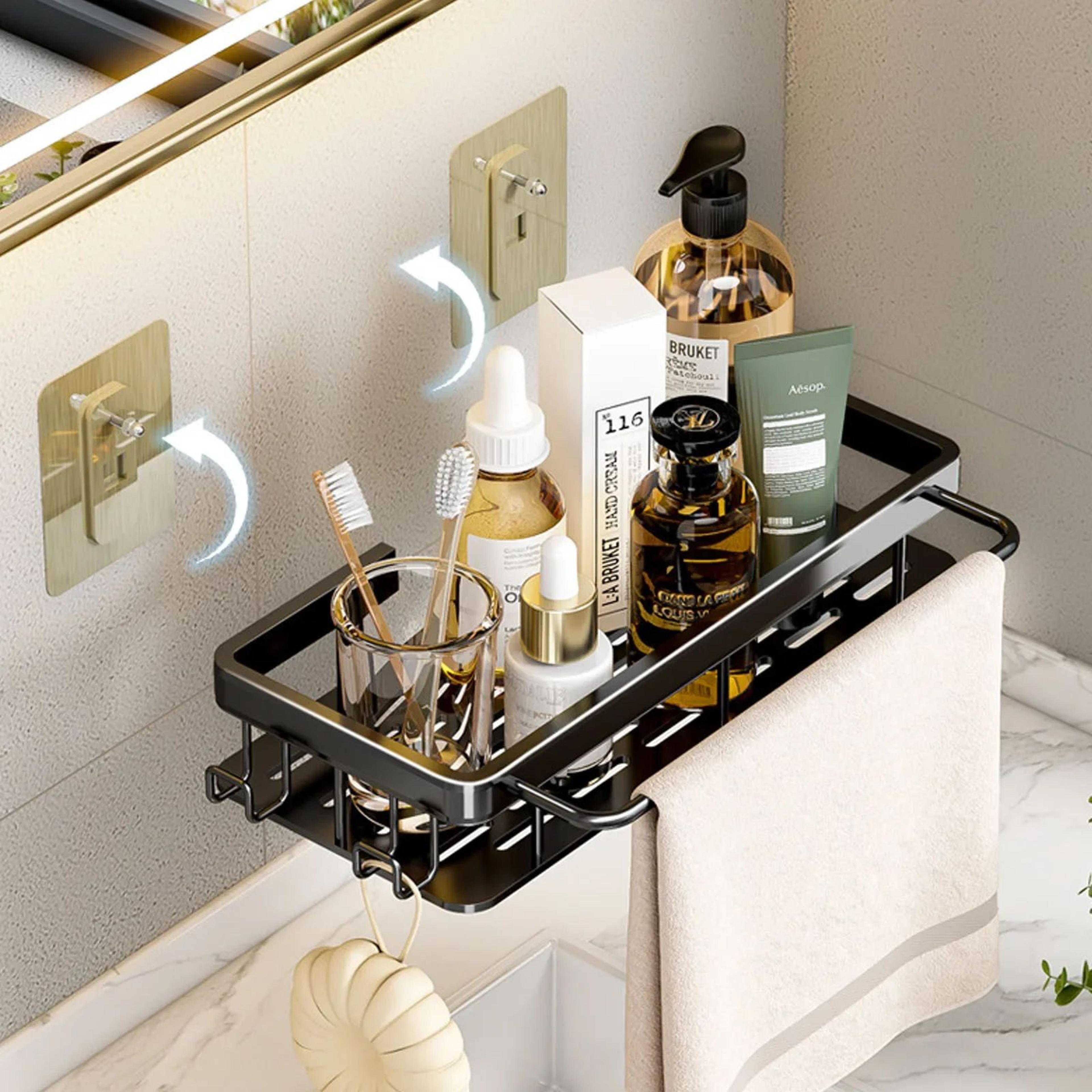 NoDrill Aluminum Bathroom Corner Shelf Wall Mounted Storage Rack 2
