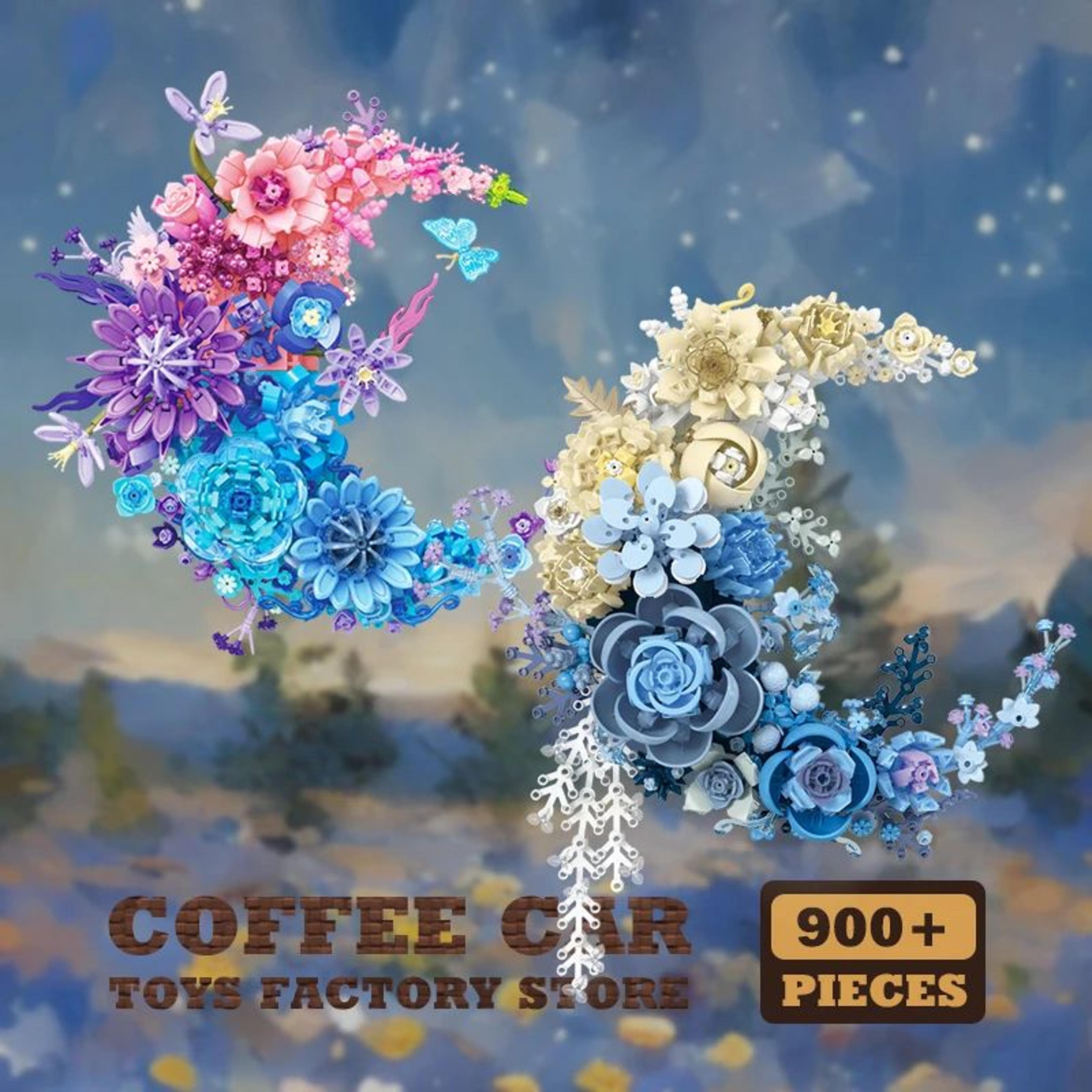 Creative Moon Flowers Building Blocks Bouquet Wall Decor MOC Set 0
