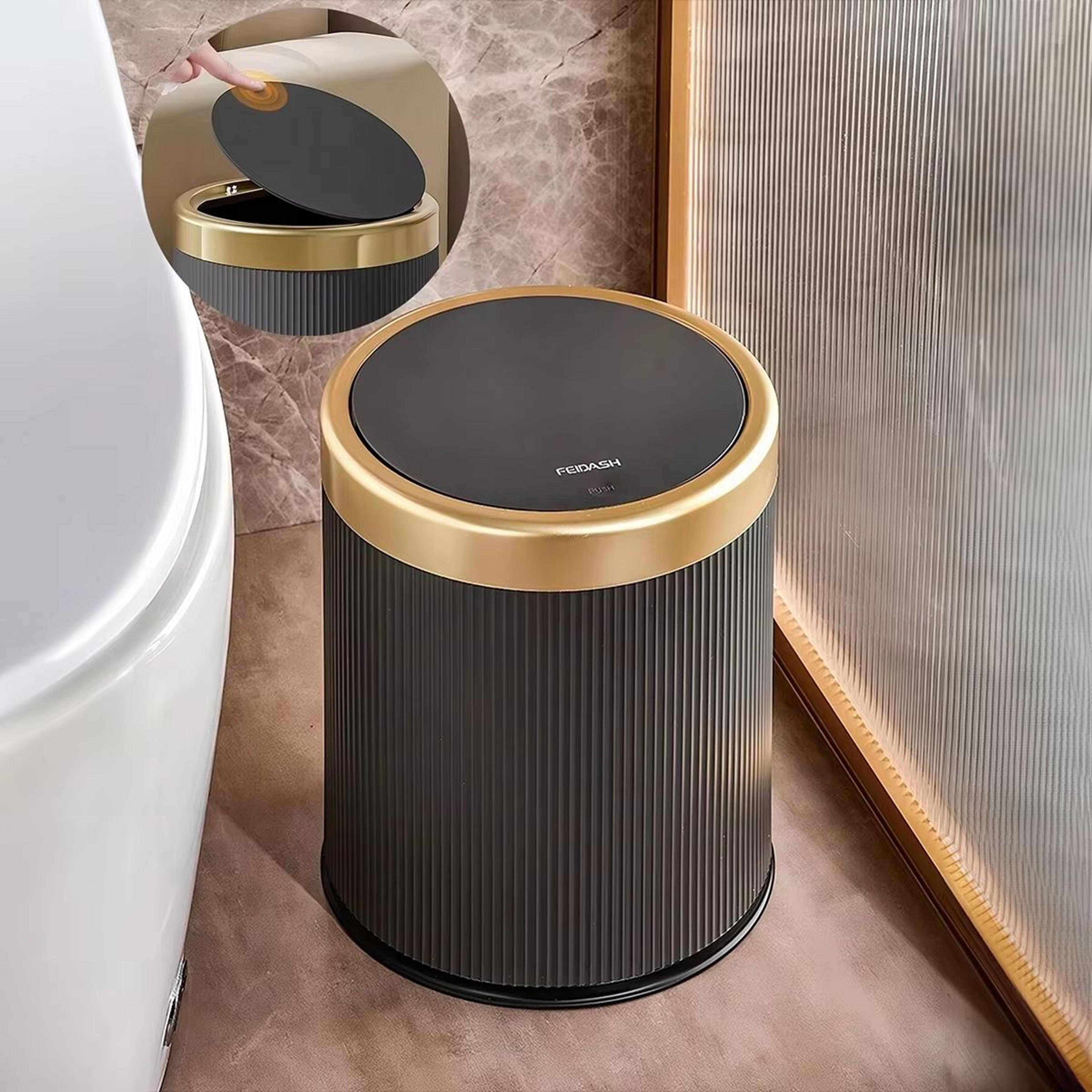 Modern White And Black DoubleLayer Trash Bin With PressTop Lid 0