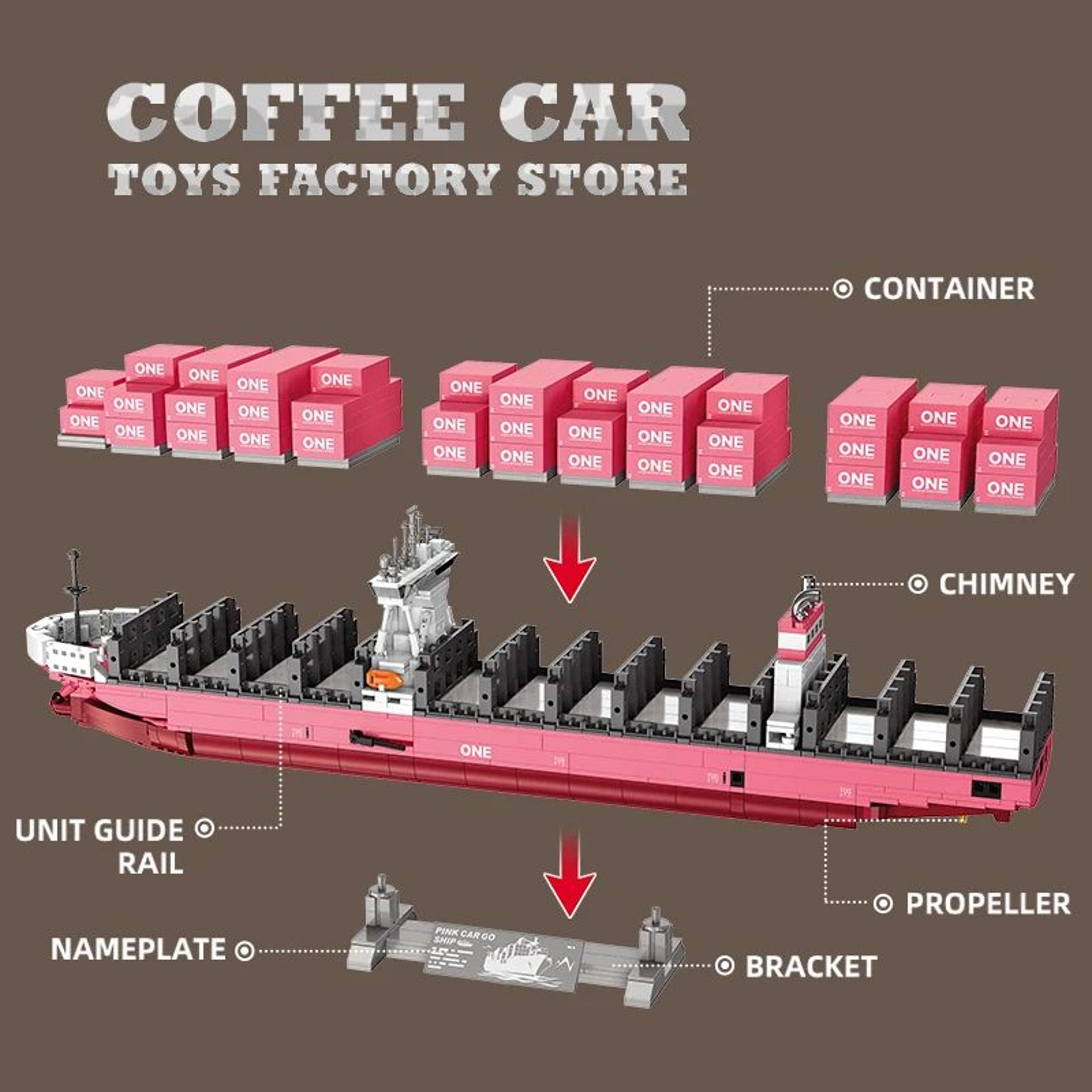 Pink Cargo Ship 1446Piece DIY 3D Bricks Puzzle And Model Kit 10