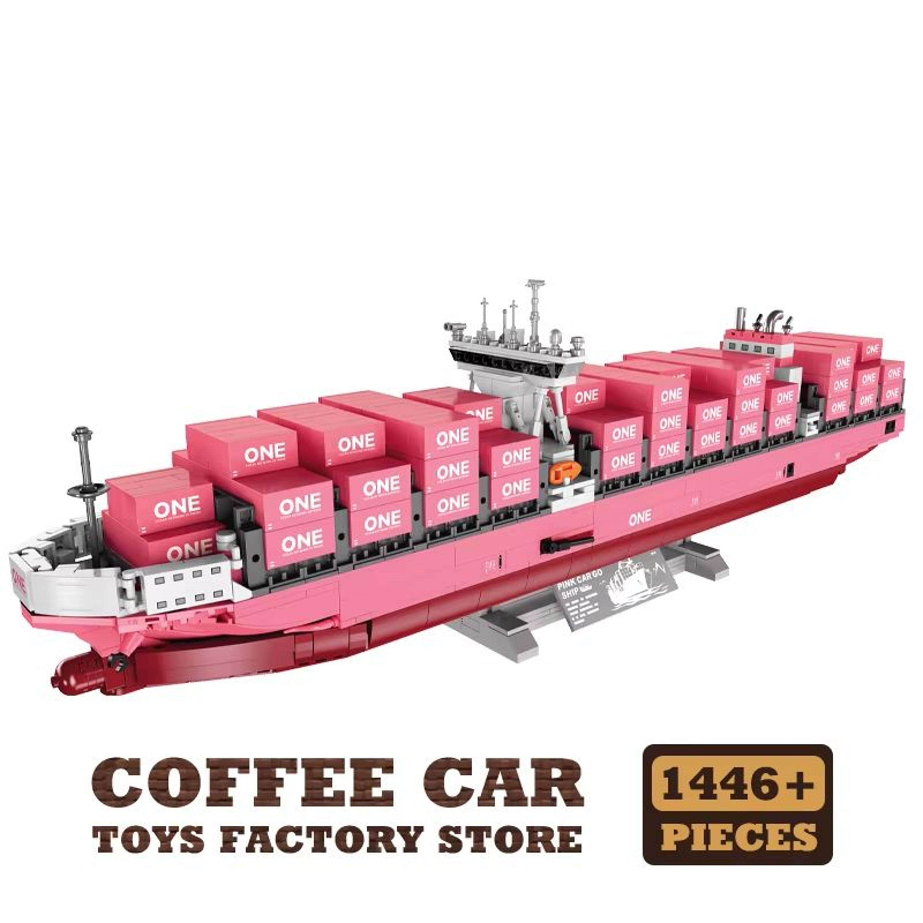 Pink Cargo Ship 1446Piece DIY 3D Bricks Puzzle And Model Kit 15