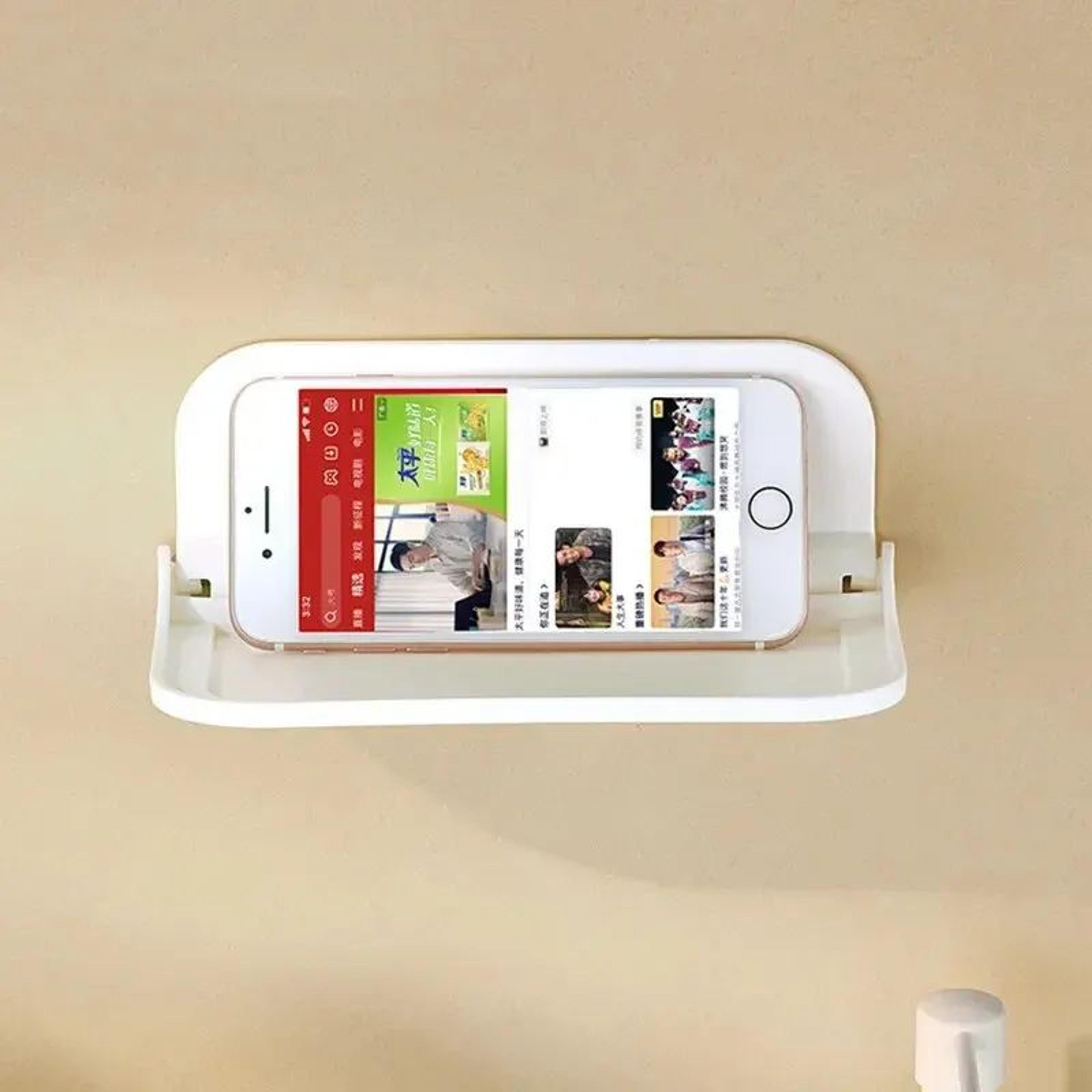 Foldable Wall Mounted Storage Shelf Punch Free Phone Holder And WiFi Router Rack 4
