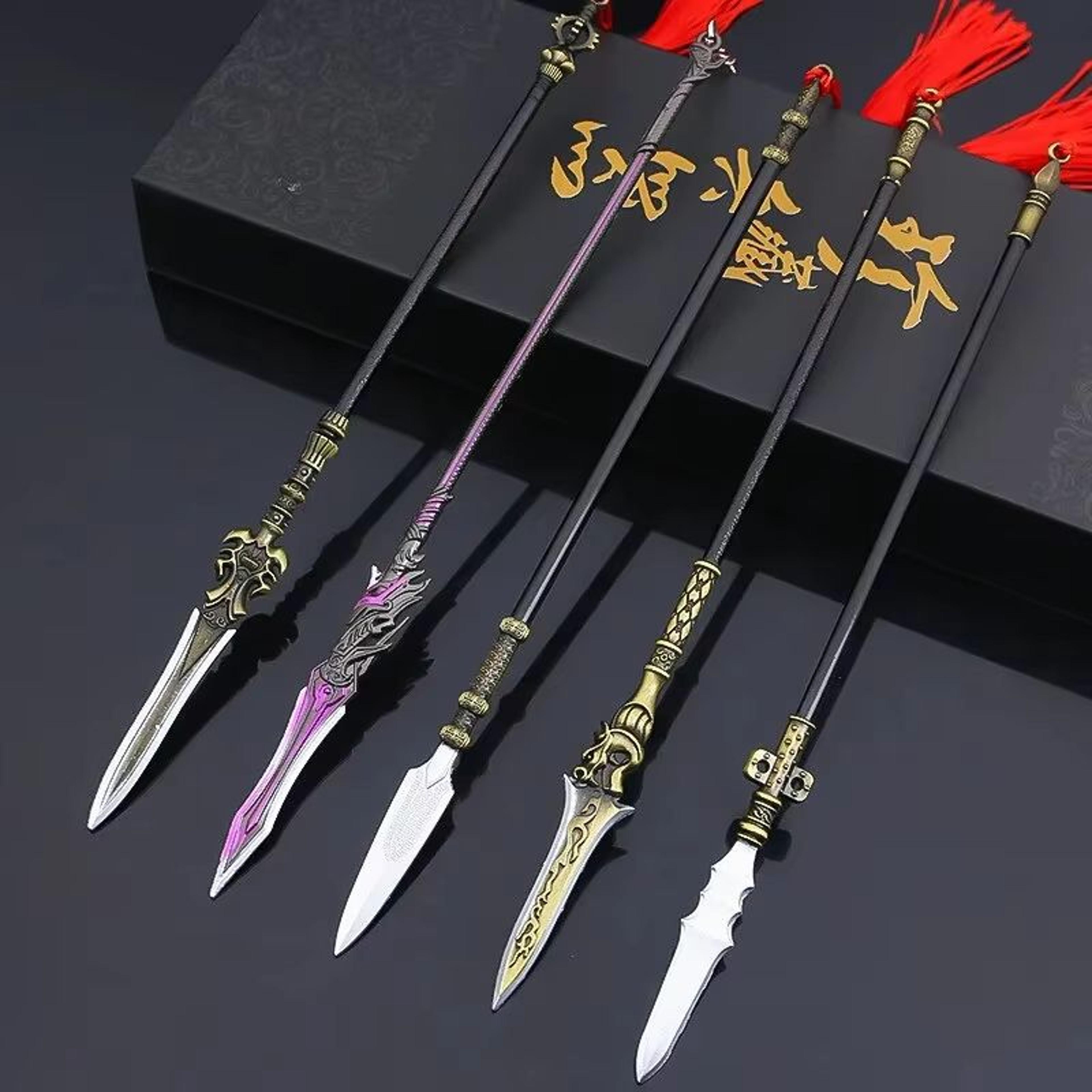 Tiger Head Full Metal Golden Spear Replica Miniature Display Ornament 866in 1