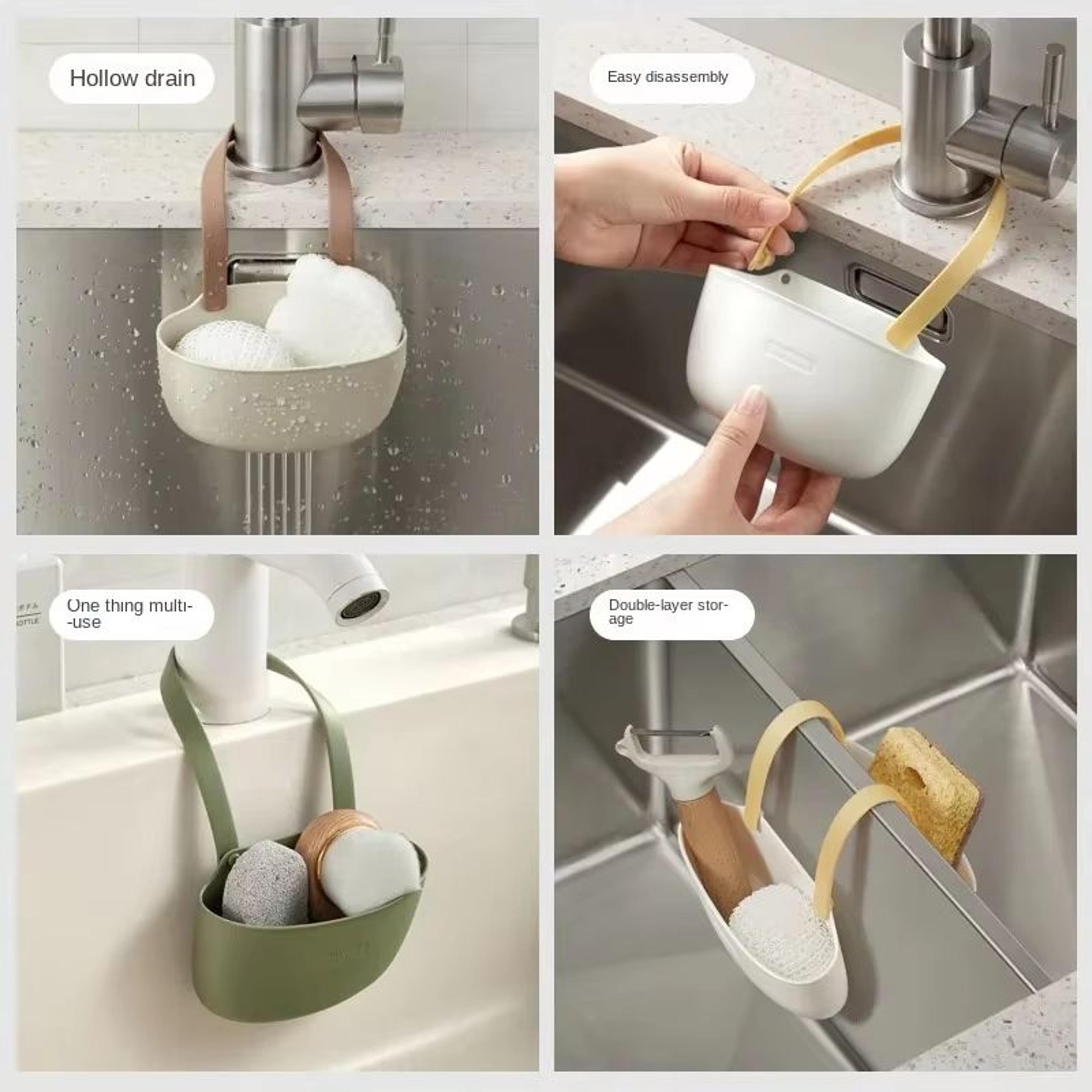 Kitchen Sink Sponge And Soap Holder Drain Basket Organizer 1
