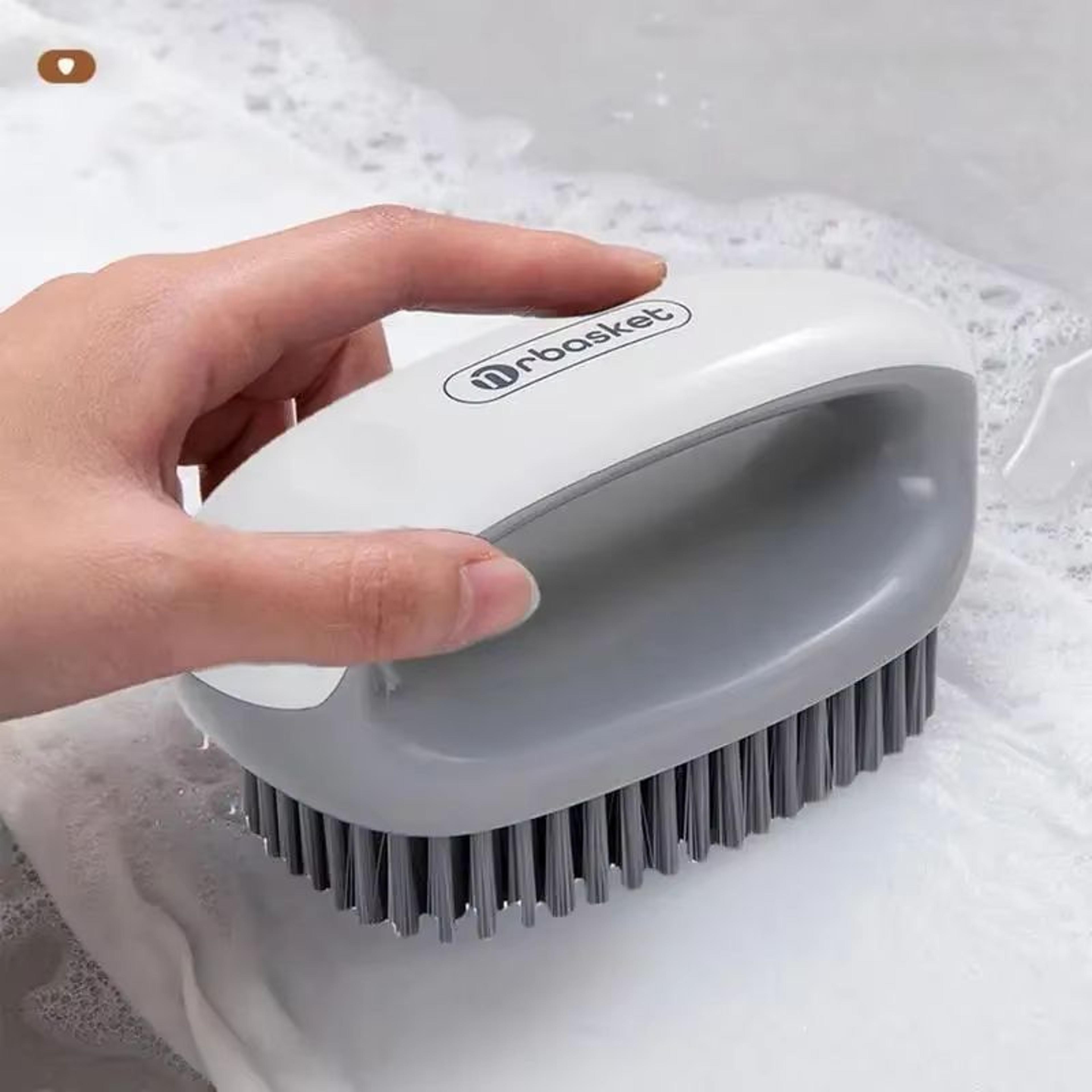 Soft Bristle AntiSlip Shoe And Laundry Cleaning Brush With Hangable Handle 2