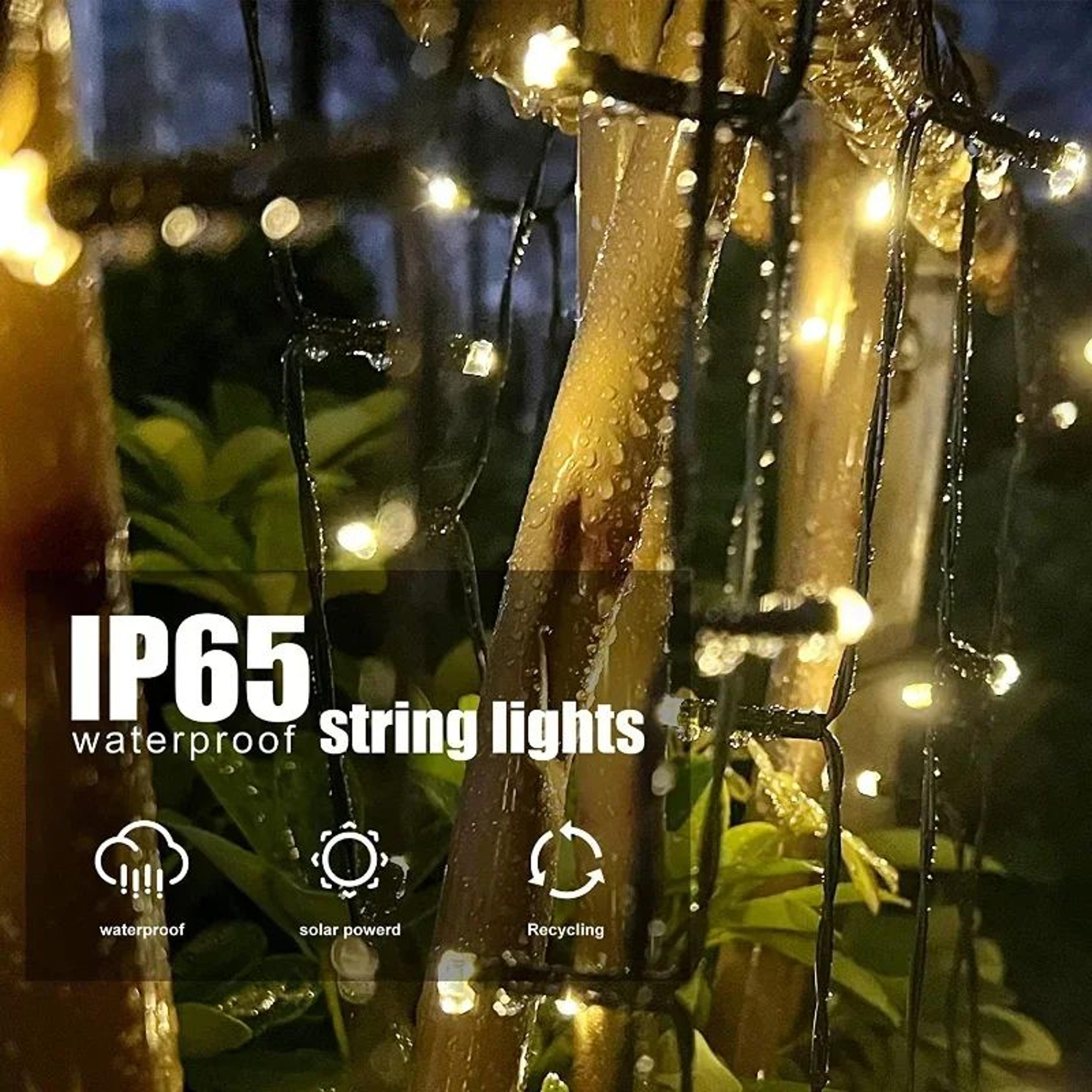 Solar String Lights Outdoor 8 Mode Twinkle Fairy Lights With Waterproof Solar Power 4