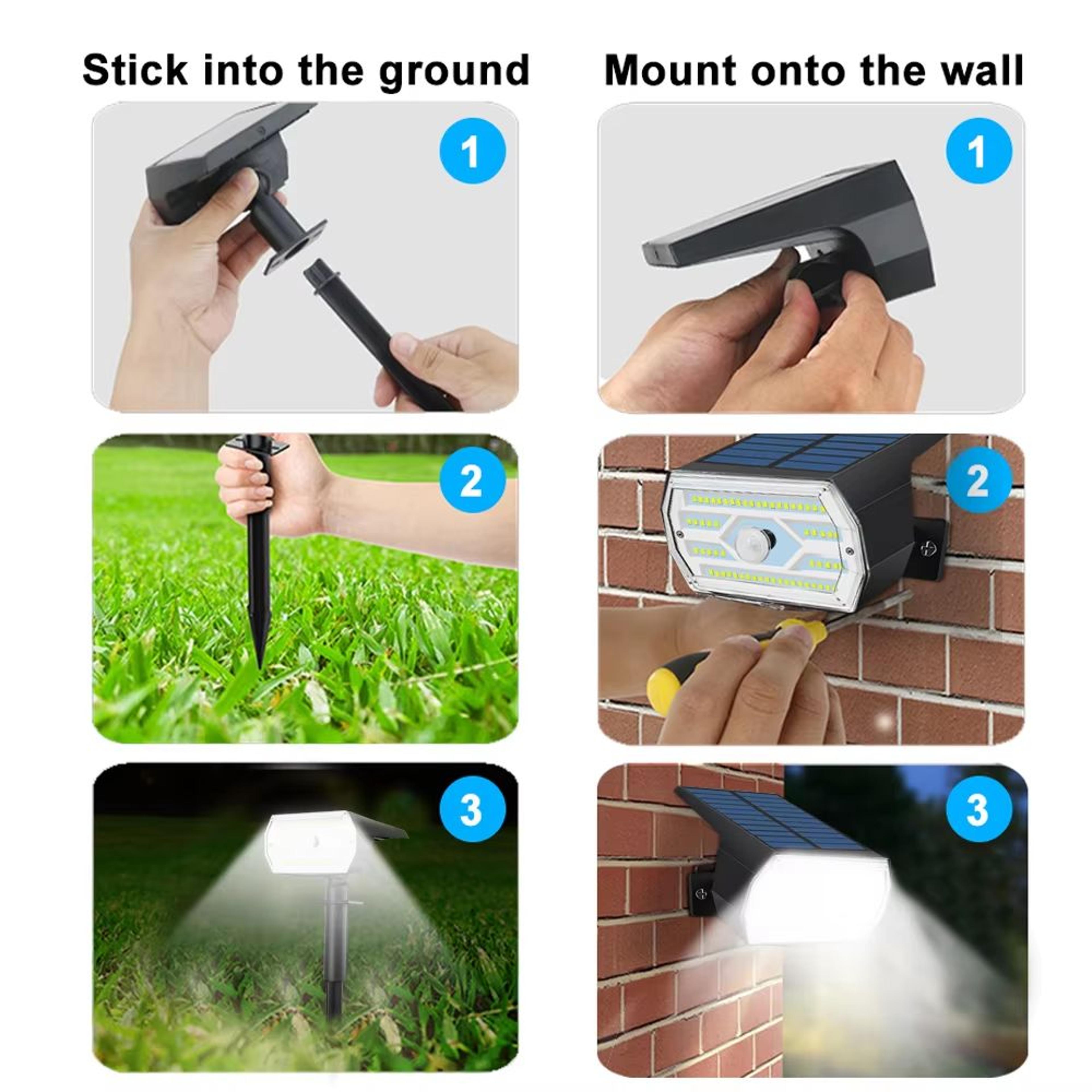 60 LED Solar Motion Sensor Garden Light 3 Mode Waterproof Security Wall Spotlight 4