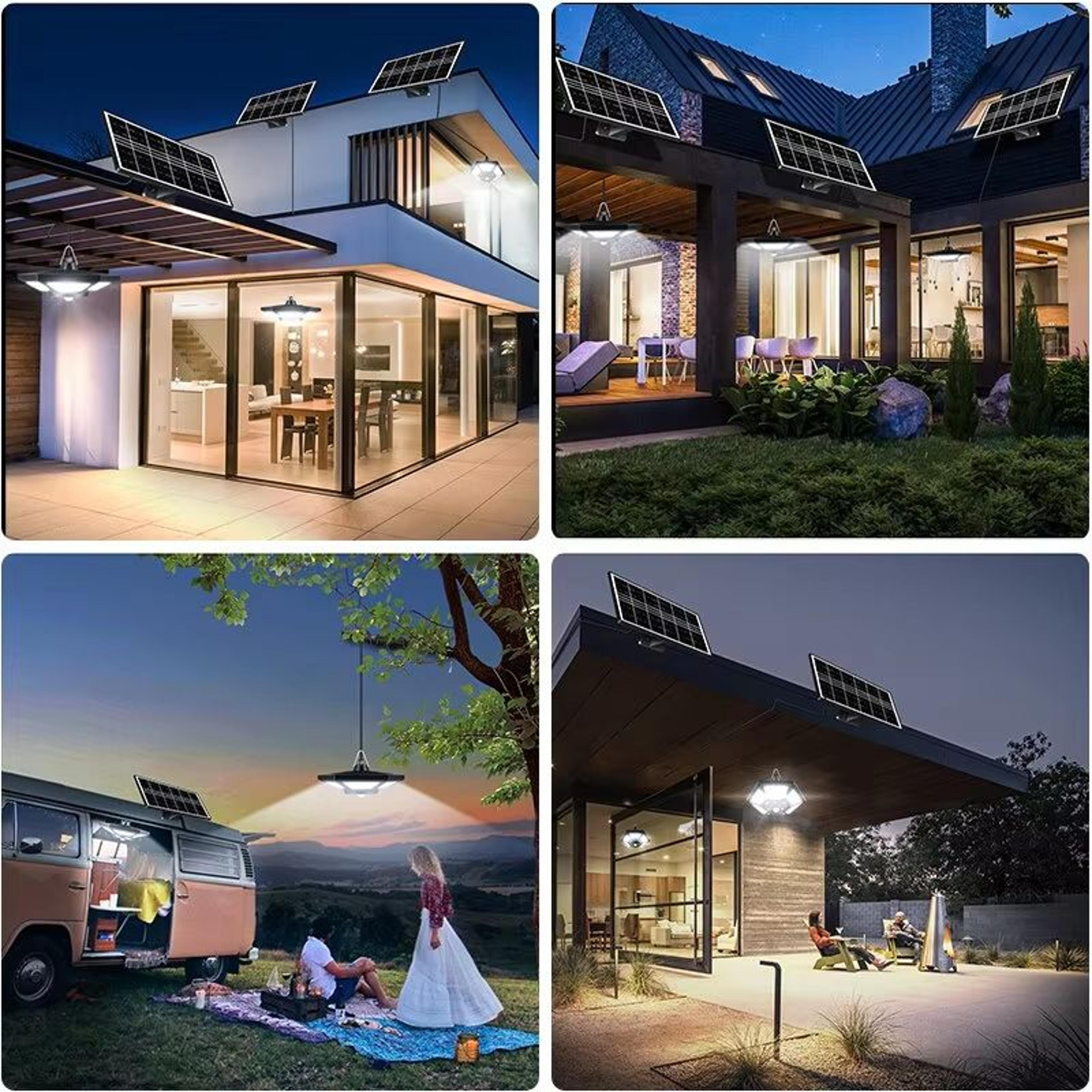 180 LED Solar Pendant Shed Light 1000 Lumen Remote Control Motion Sensor Lamp 5
