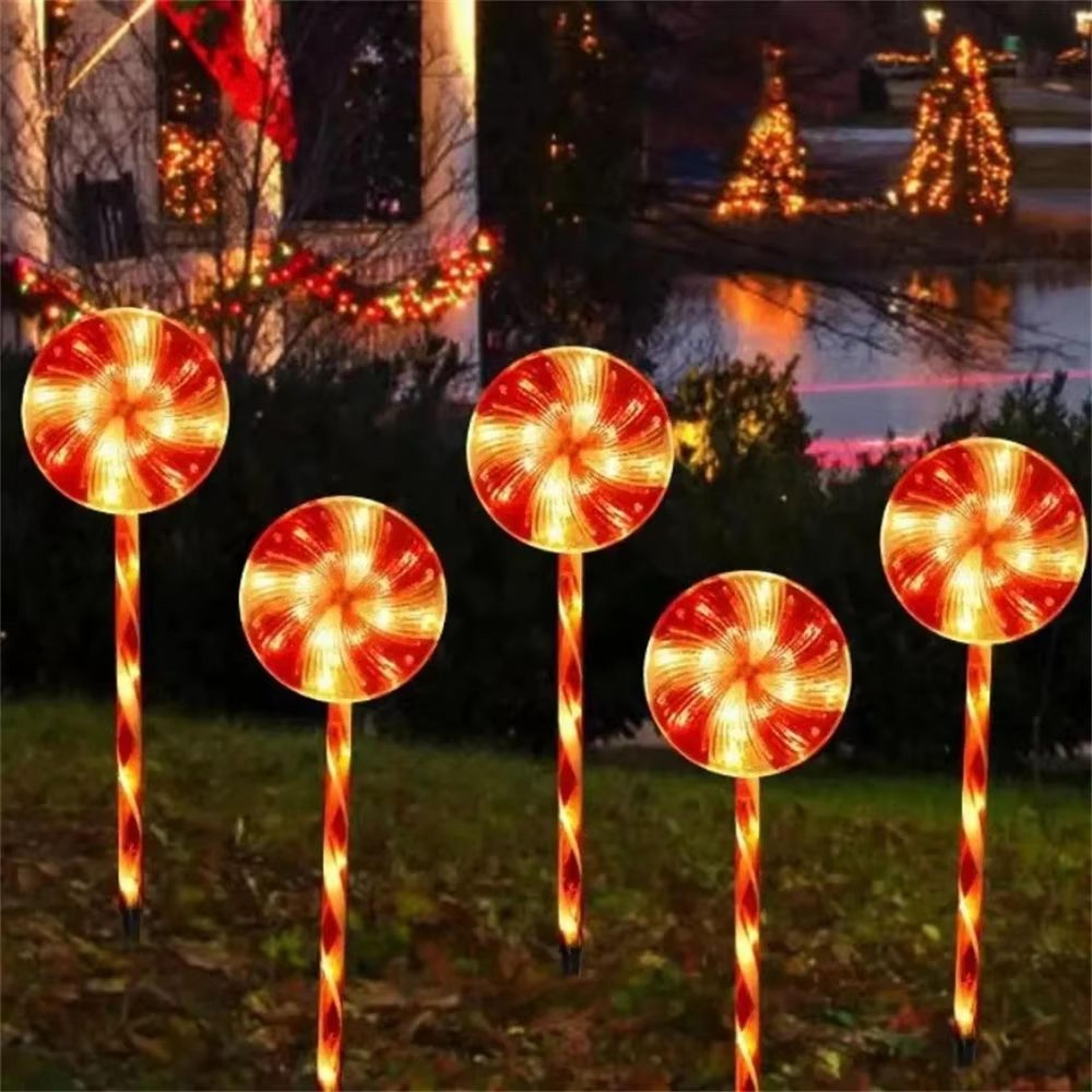 Christmas Solar Candy Cane Pathway Lights 5Pack Outdoor Holiday Lawn Decorations 2