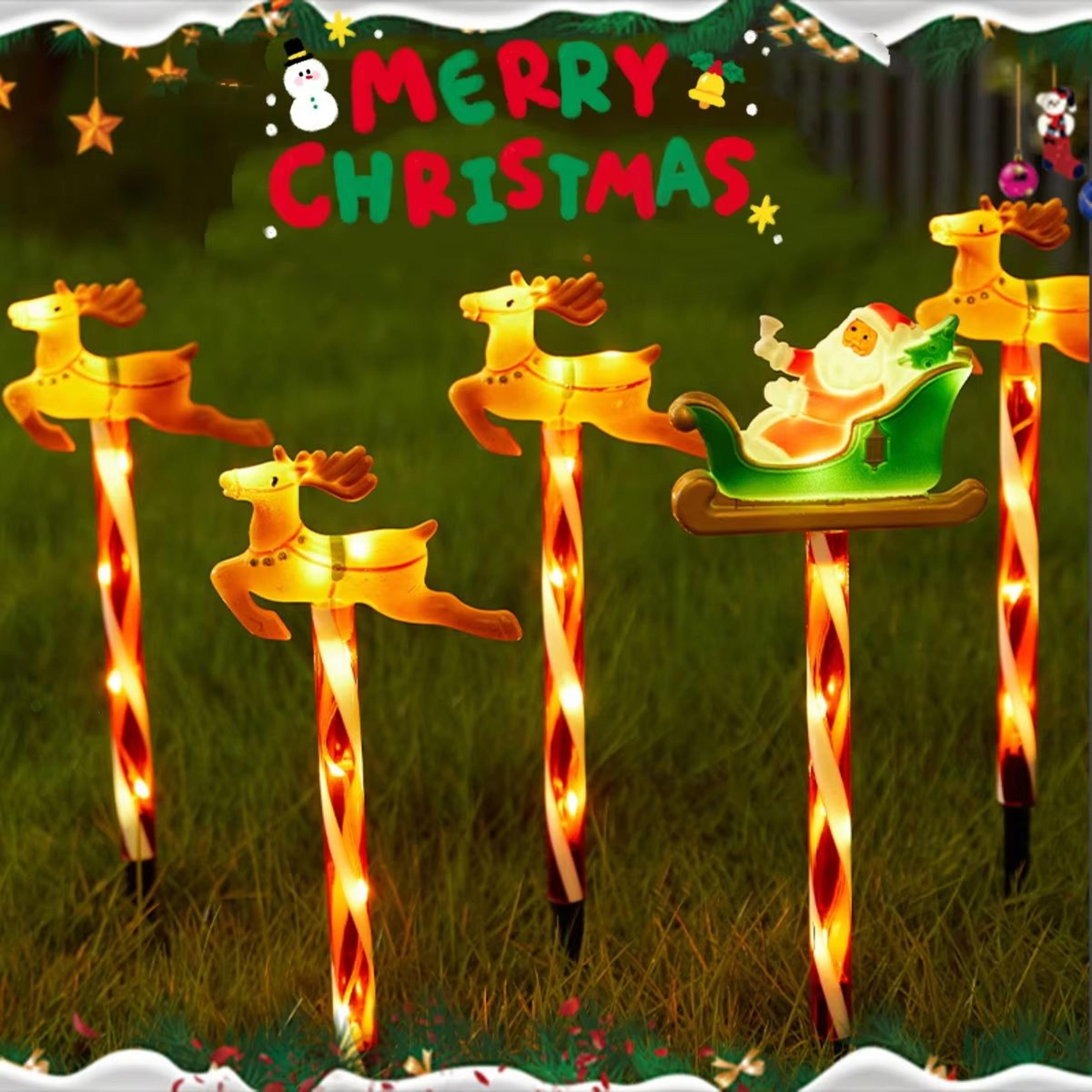 Christmas Deer Pulling Car Santa Claus Lawn Lights Outdoor Holiday Decoration 2
