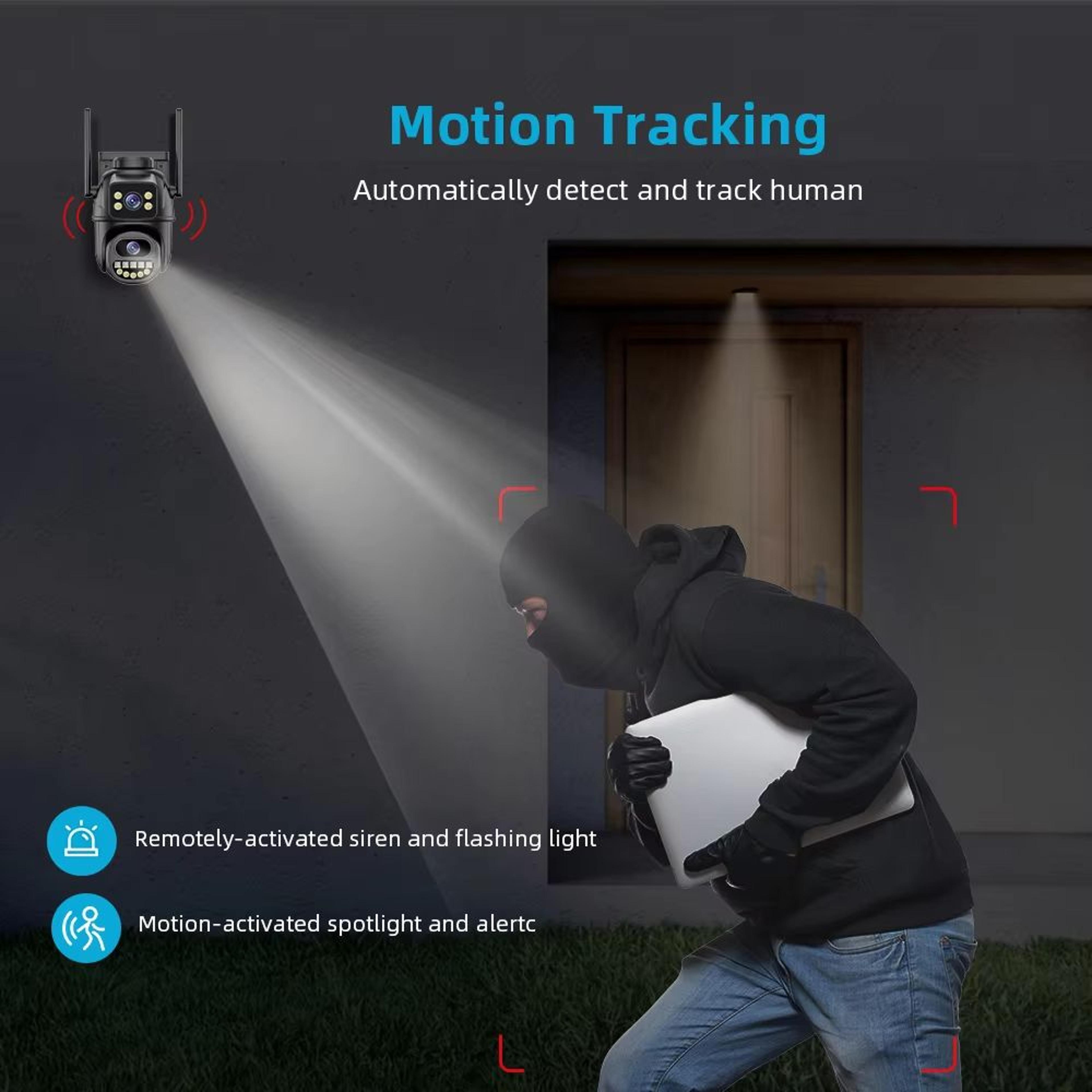 4K 8MP DualLens Outdoor WiFi Security Camera With 5X Zoom And Dual Screen Surveillance 4