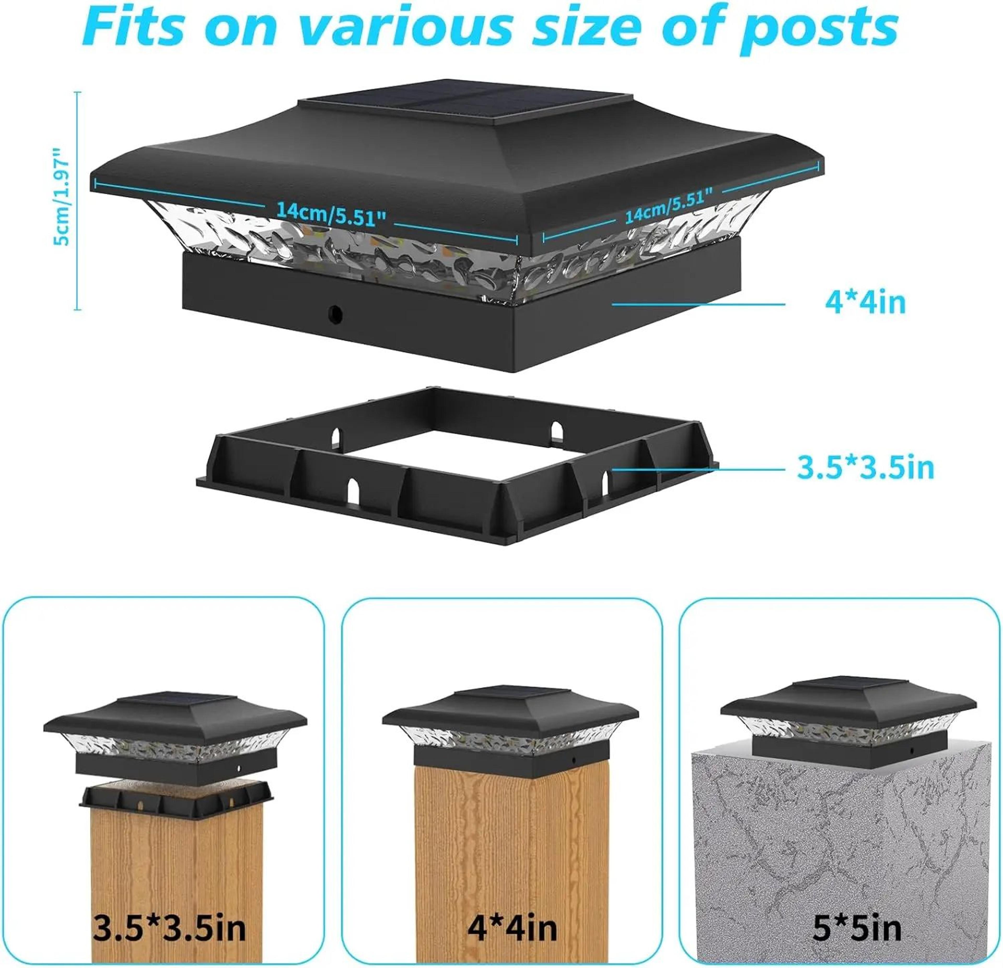 Solar 3000K6000K Outdoor Post Lamp 26Pack Waterproof IP65 Garden Fence Pillar Head Light For Villa  3