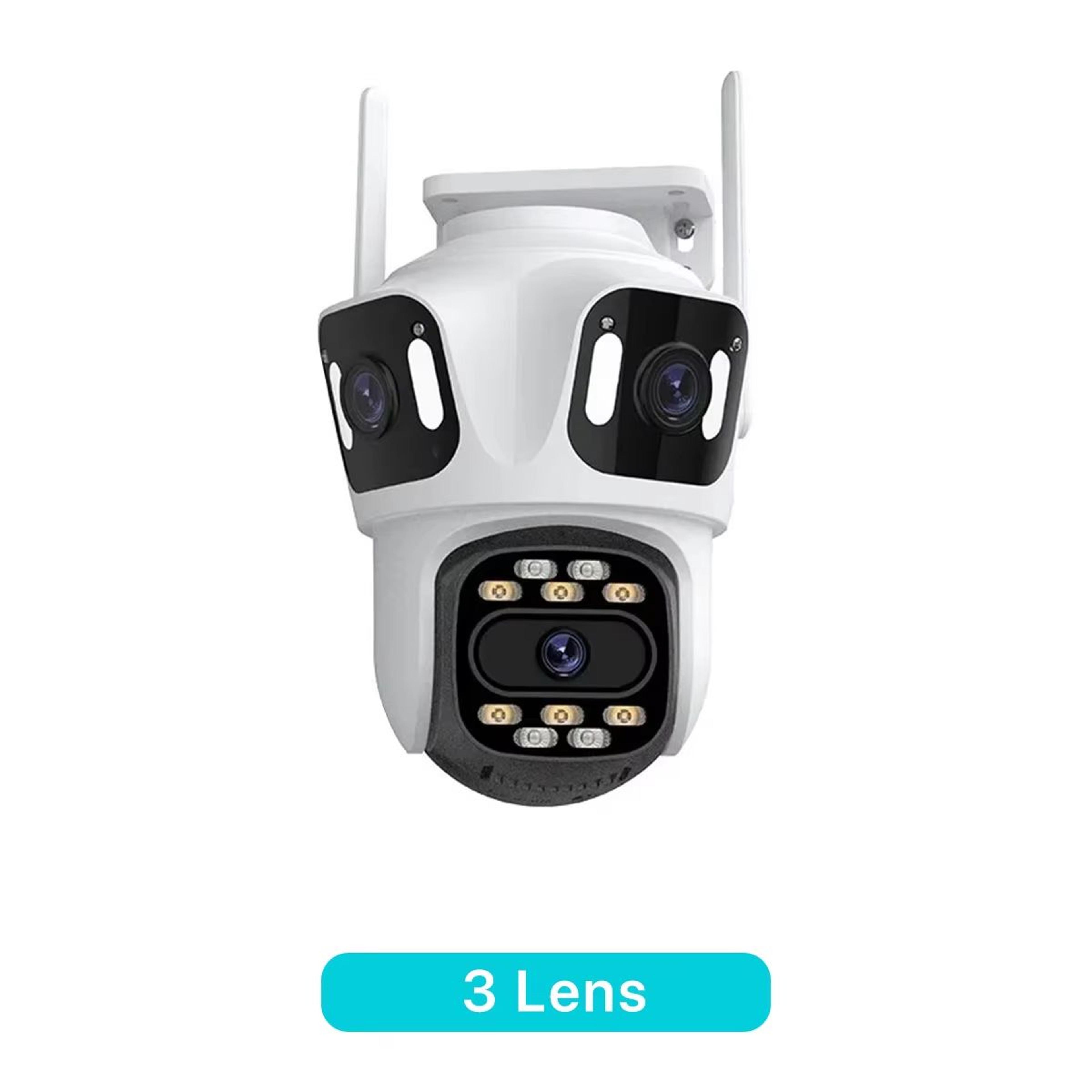 ThreeLens PTZ Outdoor WiFi IP Security Camera 6K4K AutoTracking Wireless CCTV With TripleScreen Mon 7