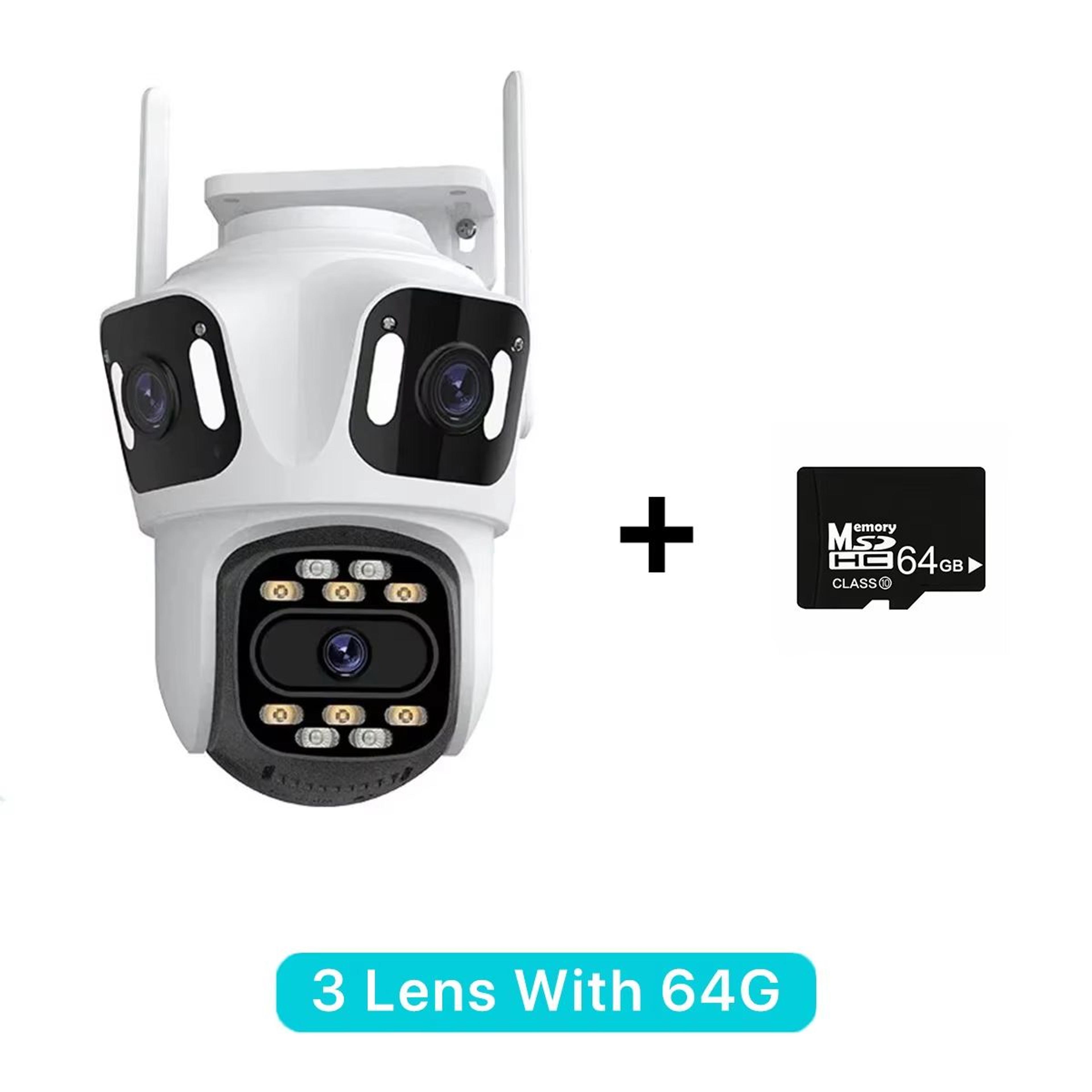 ThreeLens PTZ Outdoor WiFi IP Security Camera 6K4K AutoTracking Wireless CCTV With TripleScreen Mon 8