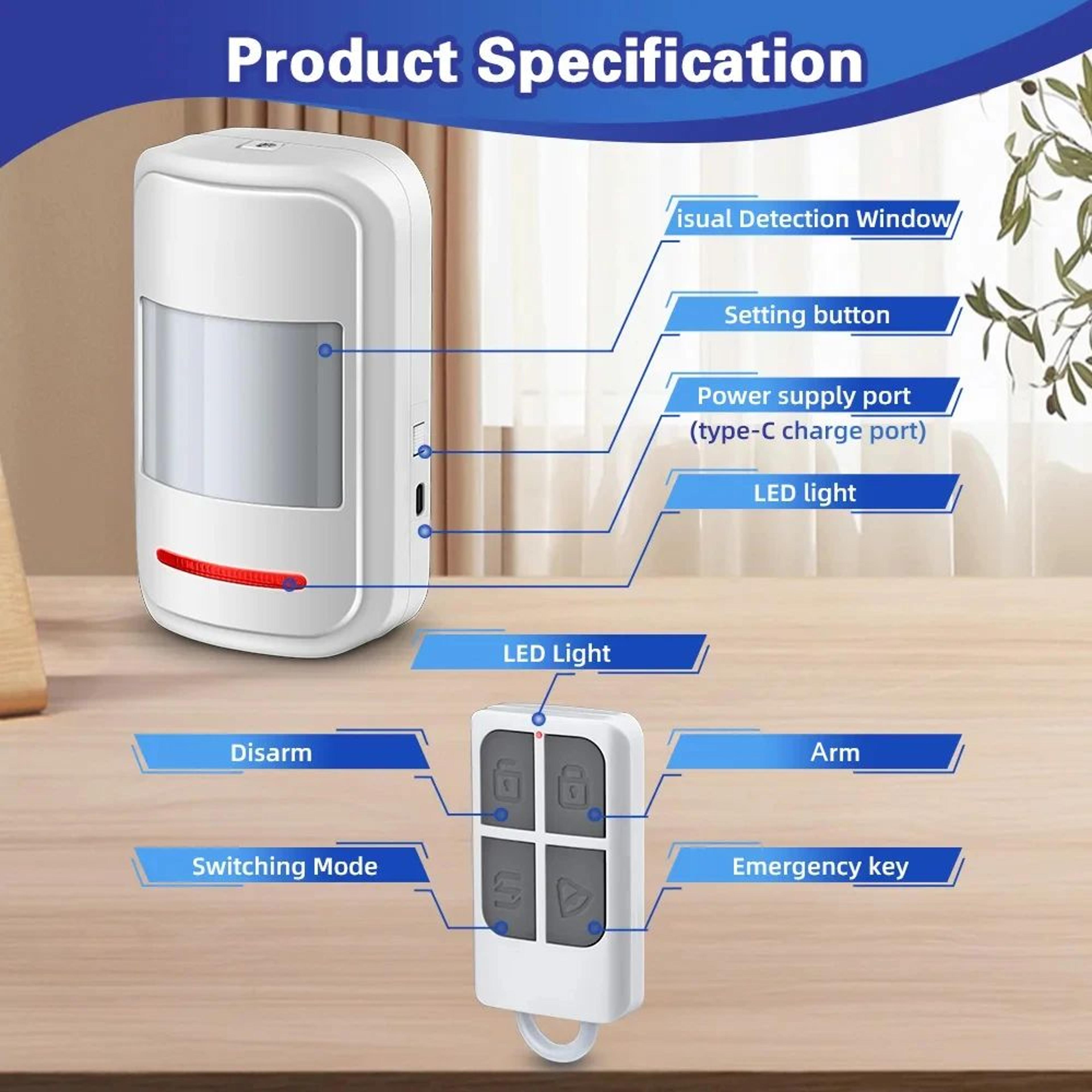 HighSensitivity PIR Motion Sensor Alarm With 120dB Siren And Remote Control 5