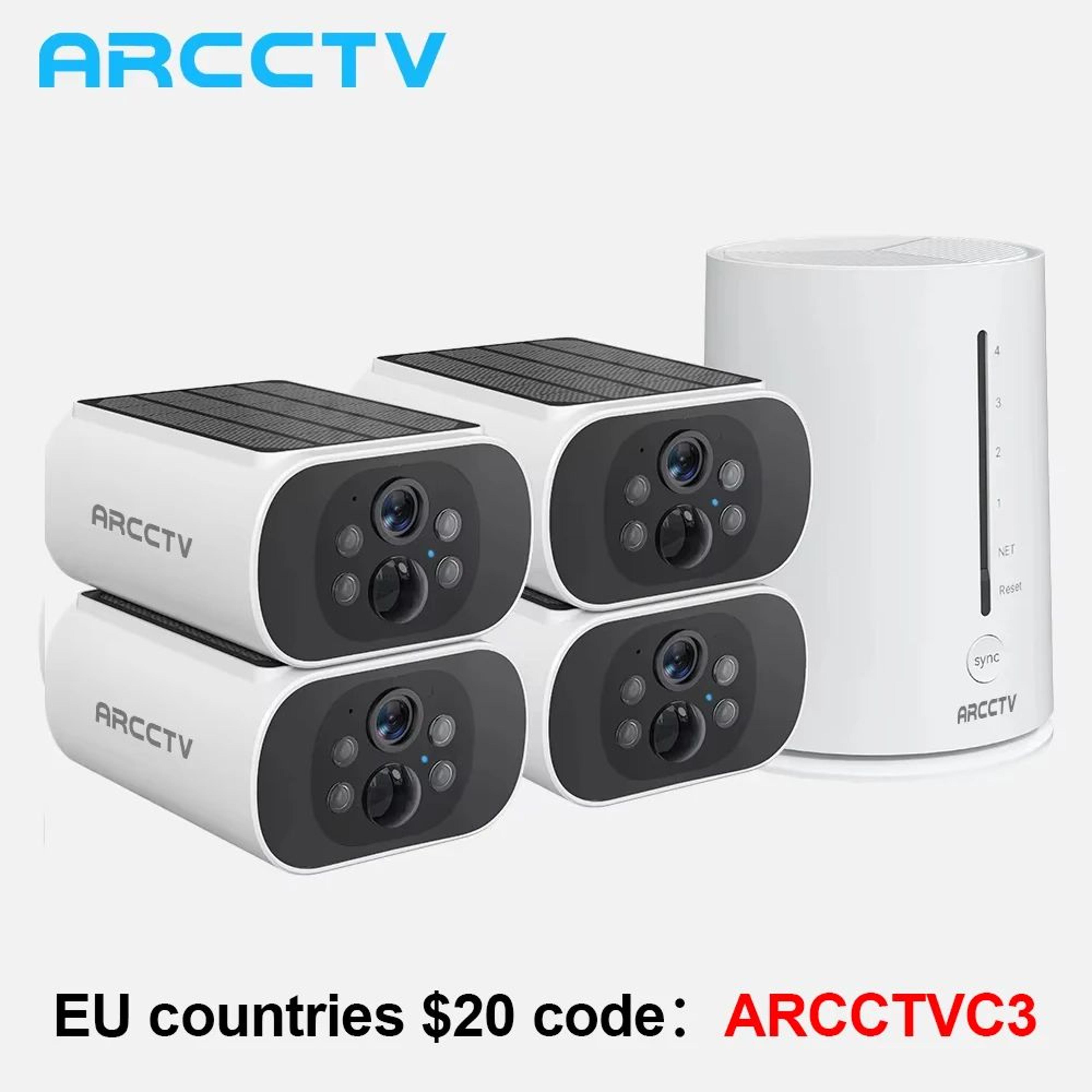 ARCCTV 4MP Solar WiFi Outdoor Security Camera Kit With Humanoid Detection  Siren 0