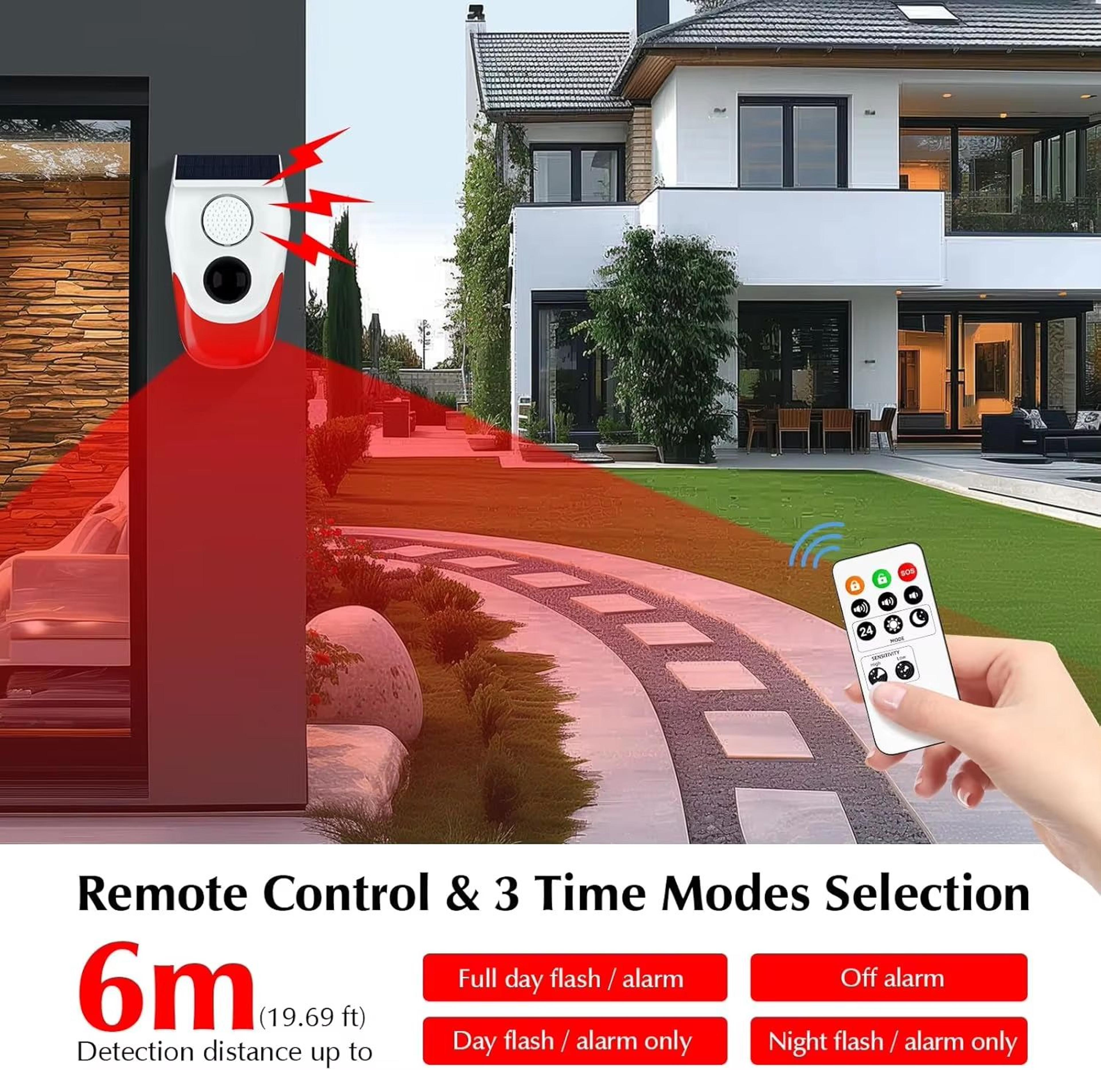 Solar Outdoor Motion Sensor Alarm With 129dB Siren And Adjustable Sensitivity 2