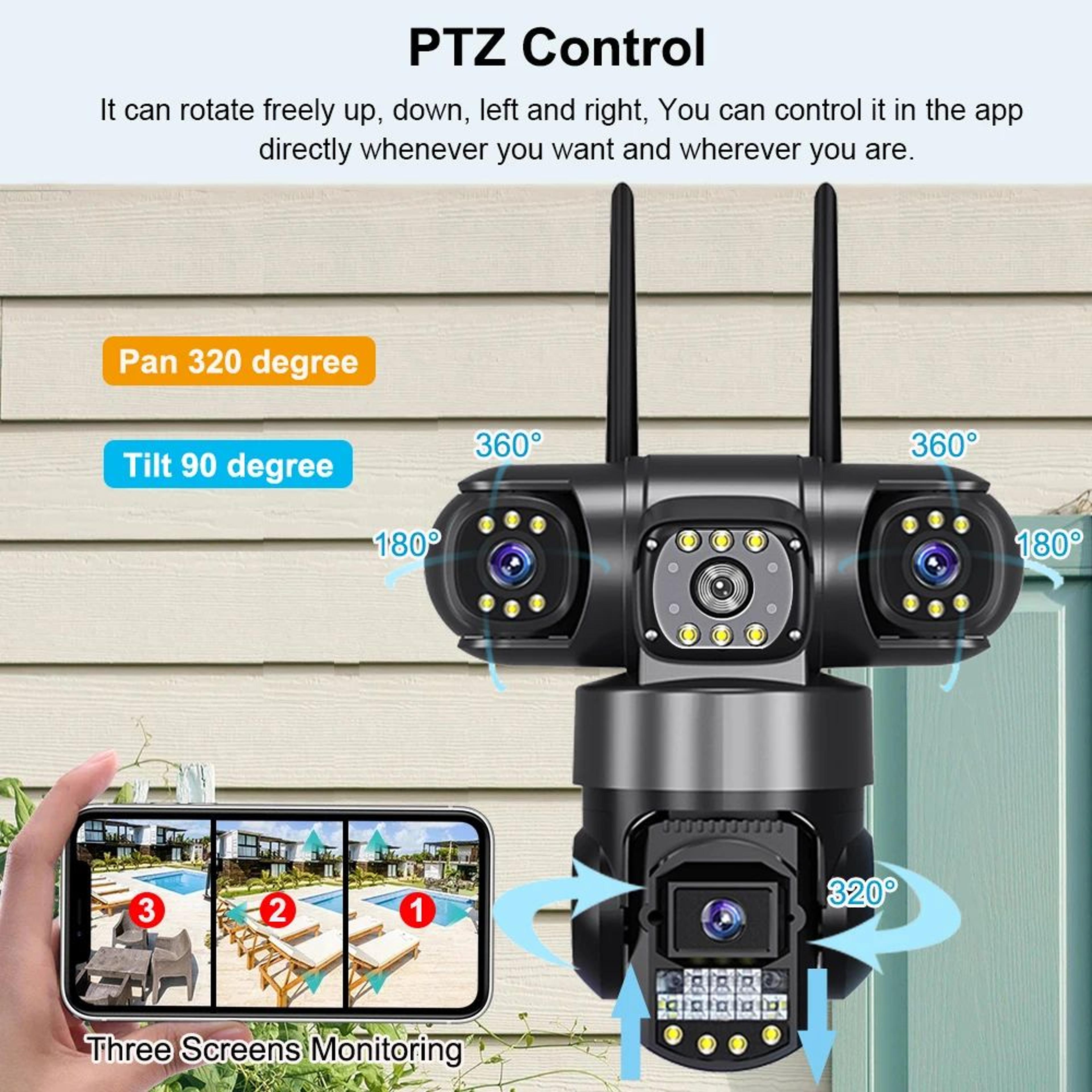 V380 Pro 12MP Outdoor WiFi IP Security Camera With Triple Lenses And Night Vision 4