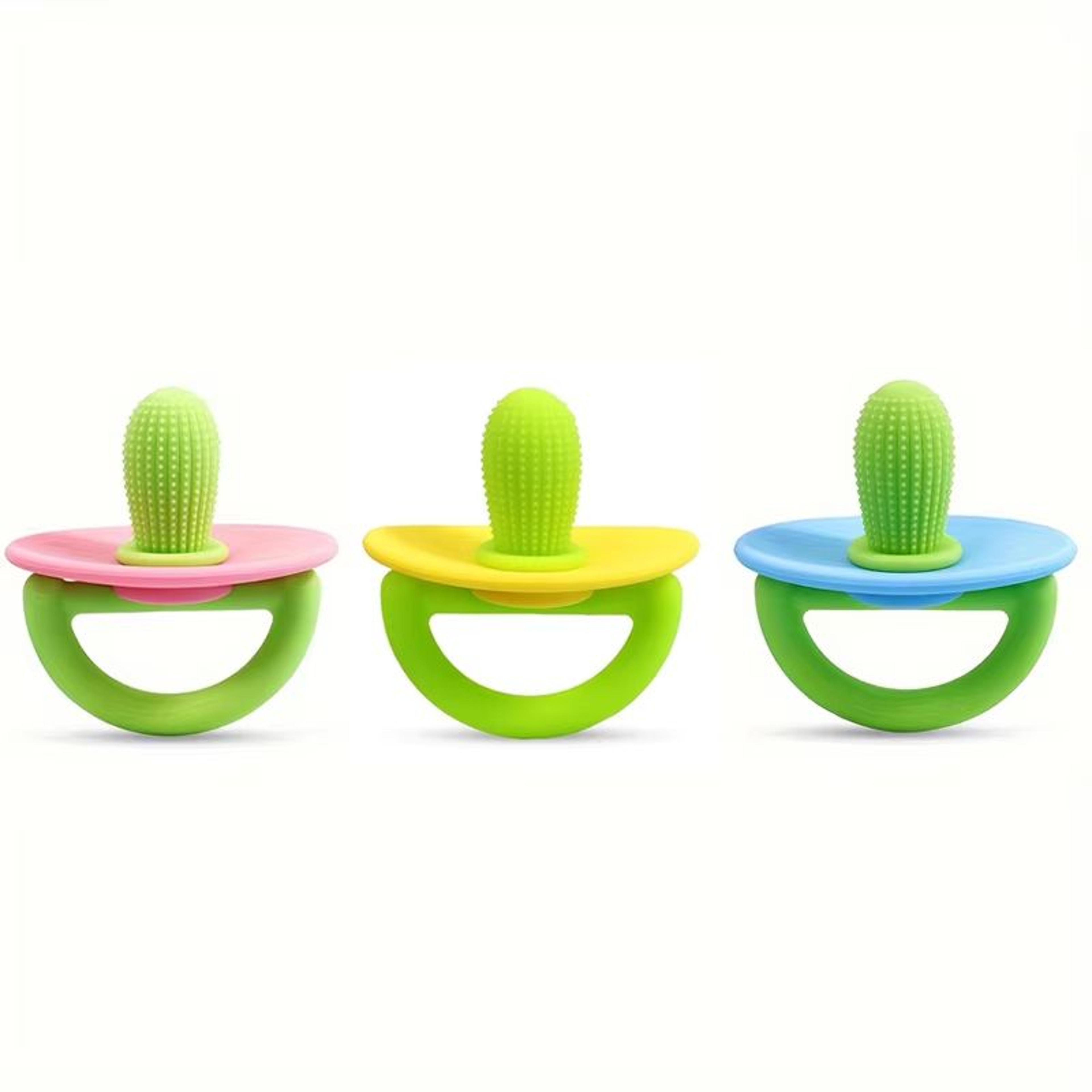 Soft Silicone PacifierStyle Baby Teether Ring With Massage Dot 9