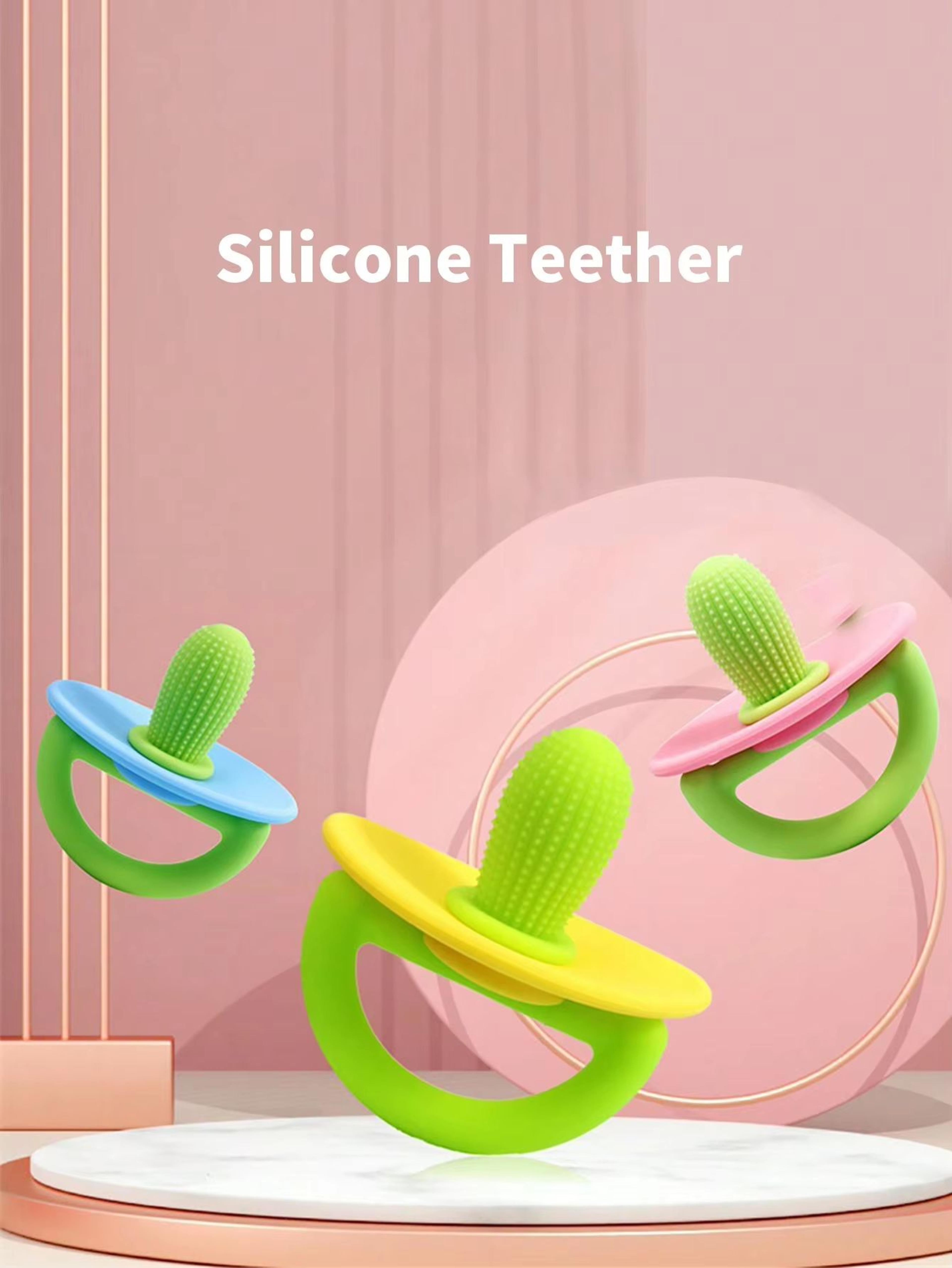 Soft Silicone PacifierStyle Baby Teether Ring With Massage Dot 4