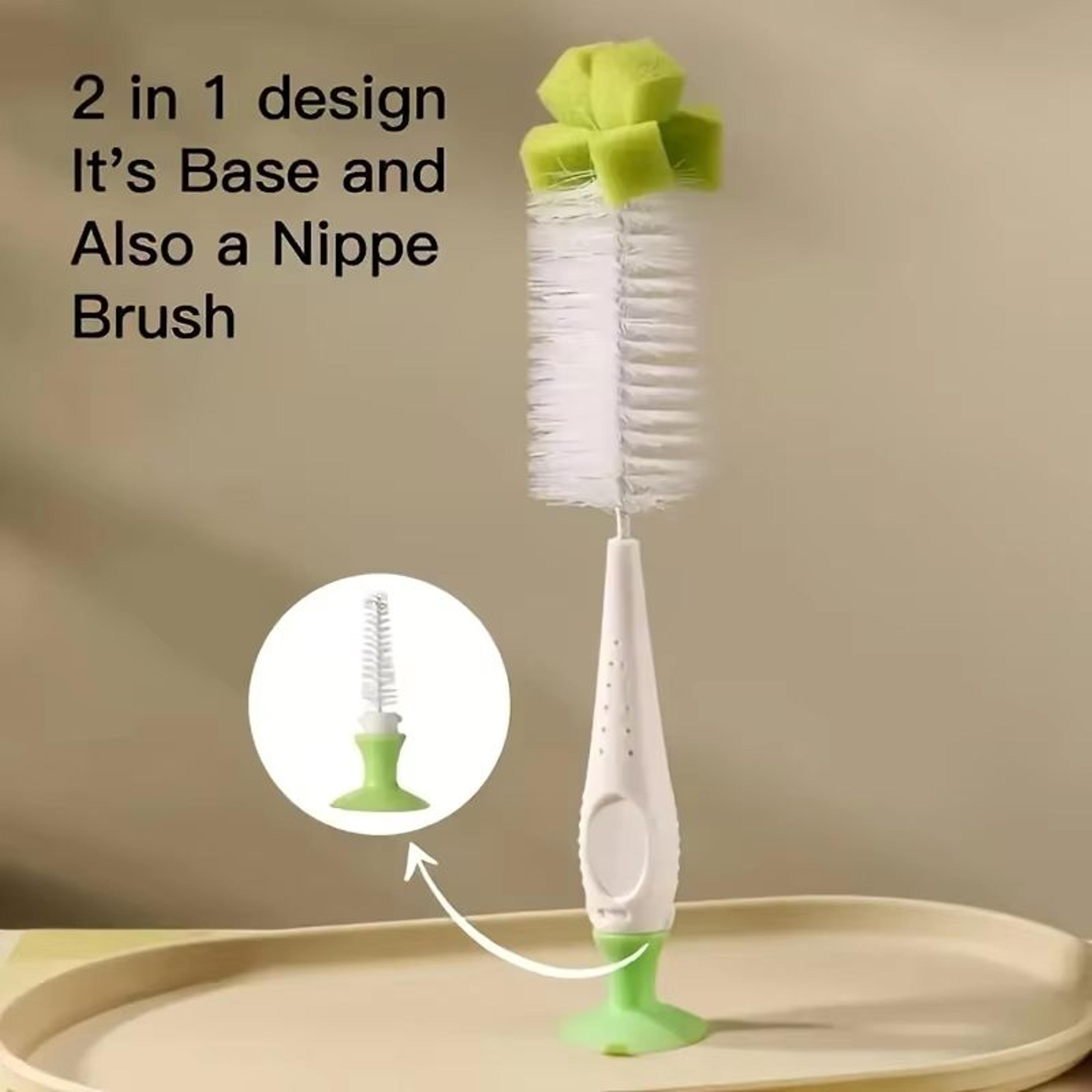 2in1 Milk Bottle Cleaning Brush With Nipple Brush  Suction Cup 1