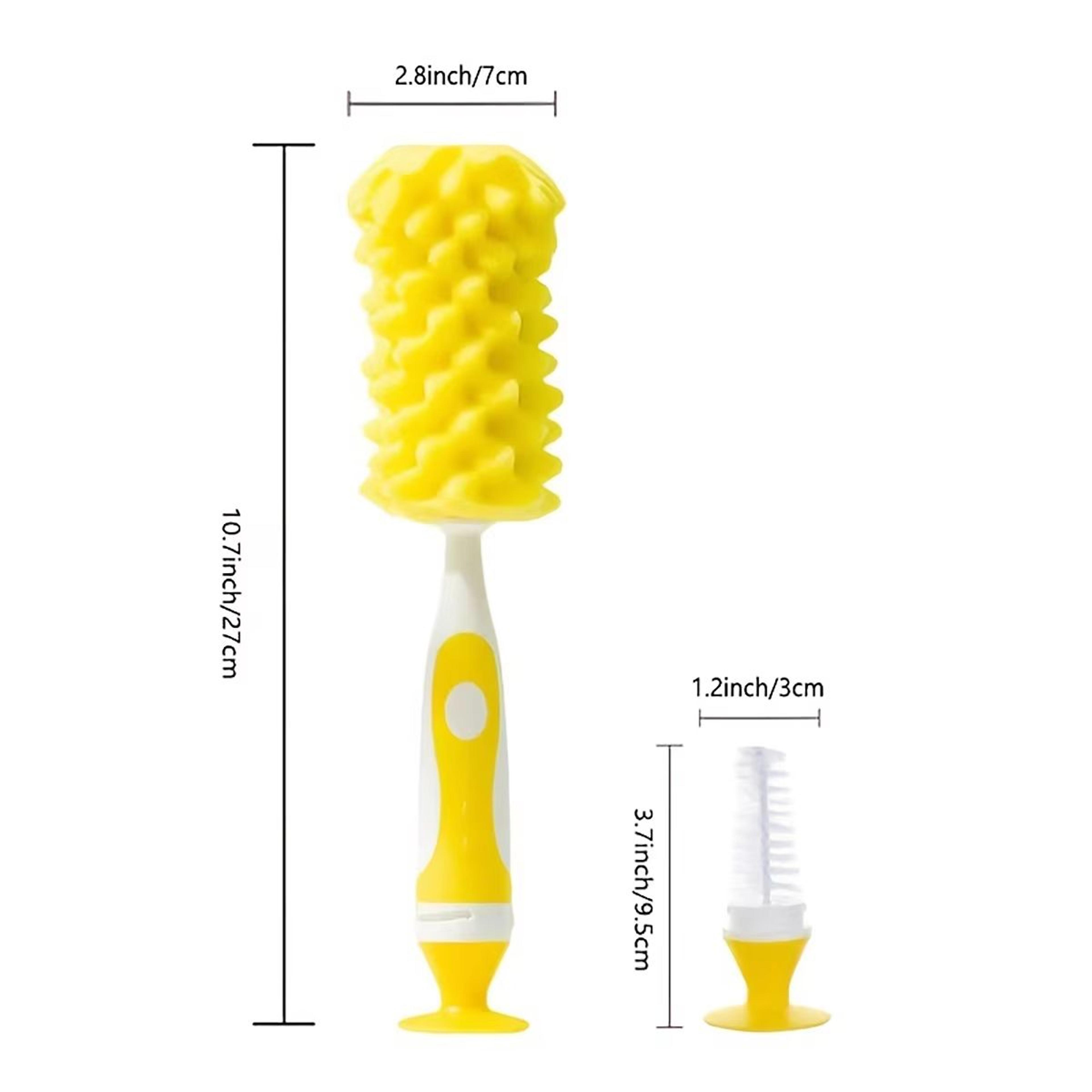 2in1 Soft Touch Sponge Baby Bottle Brush With Nipple Brush  Suction Cup 5