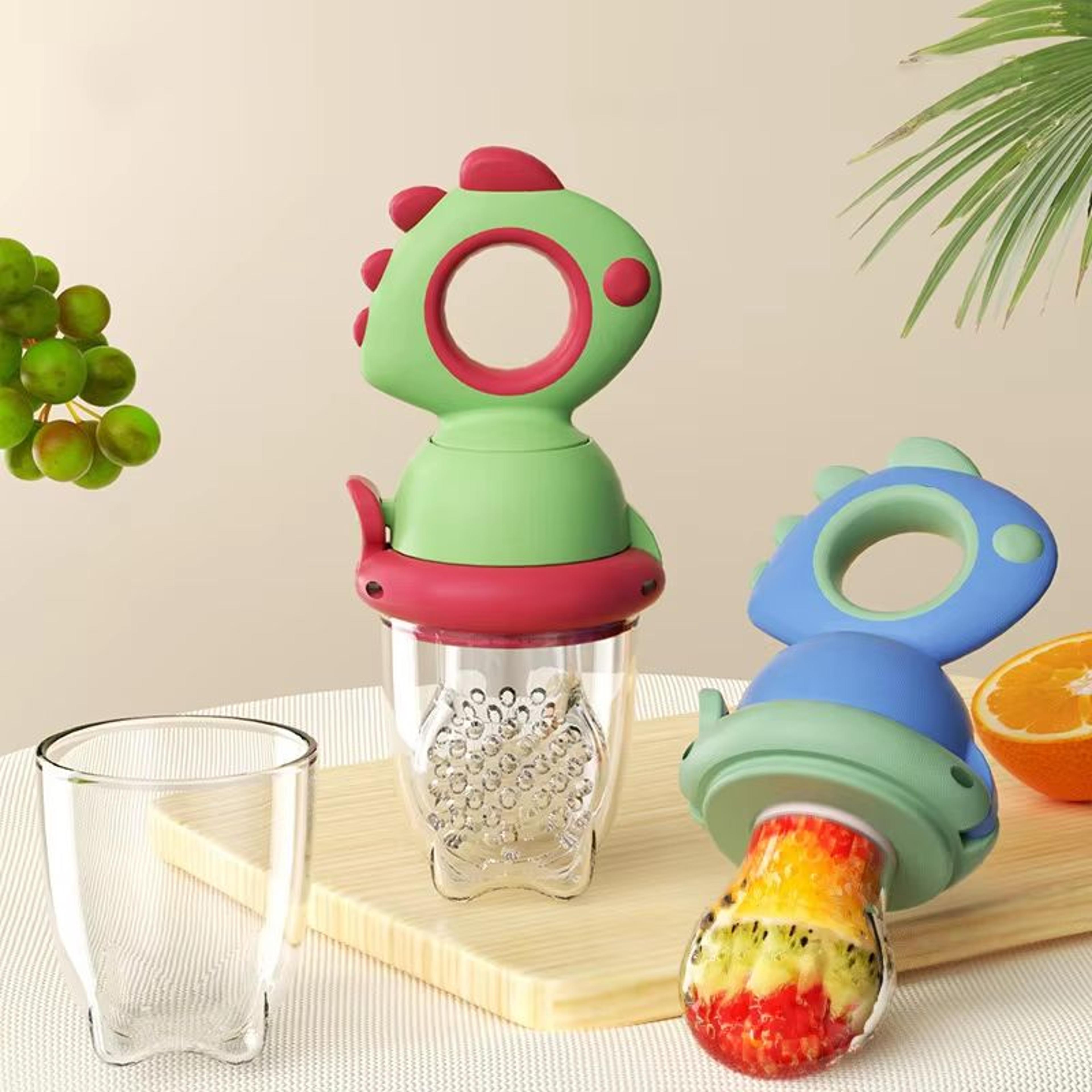Dinosaur Rotate PushType Silicone Baby Fruit Feeder  Fresh Food Teething Tool 1