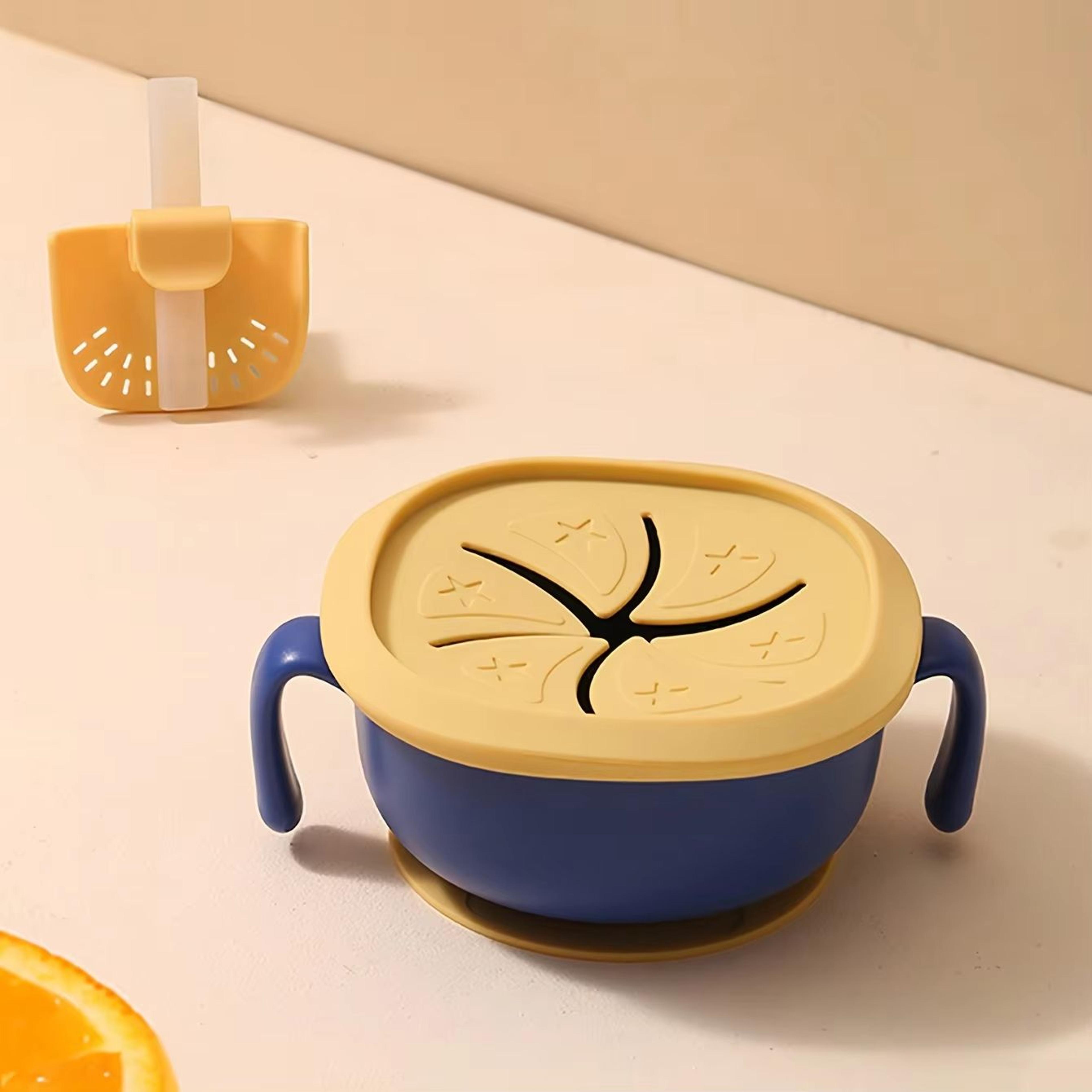 3in1 Silicone Baby Snack Bowl With Suction Cup Straw Cover  Portable Handle Cup 5