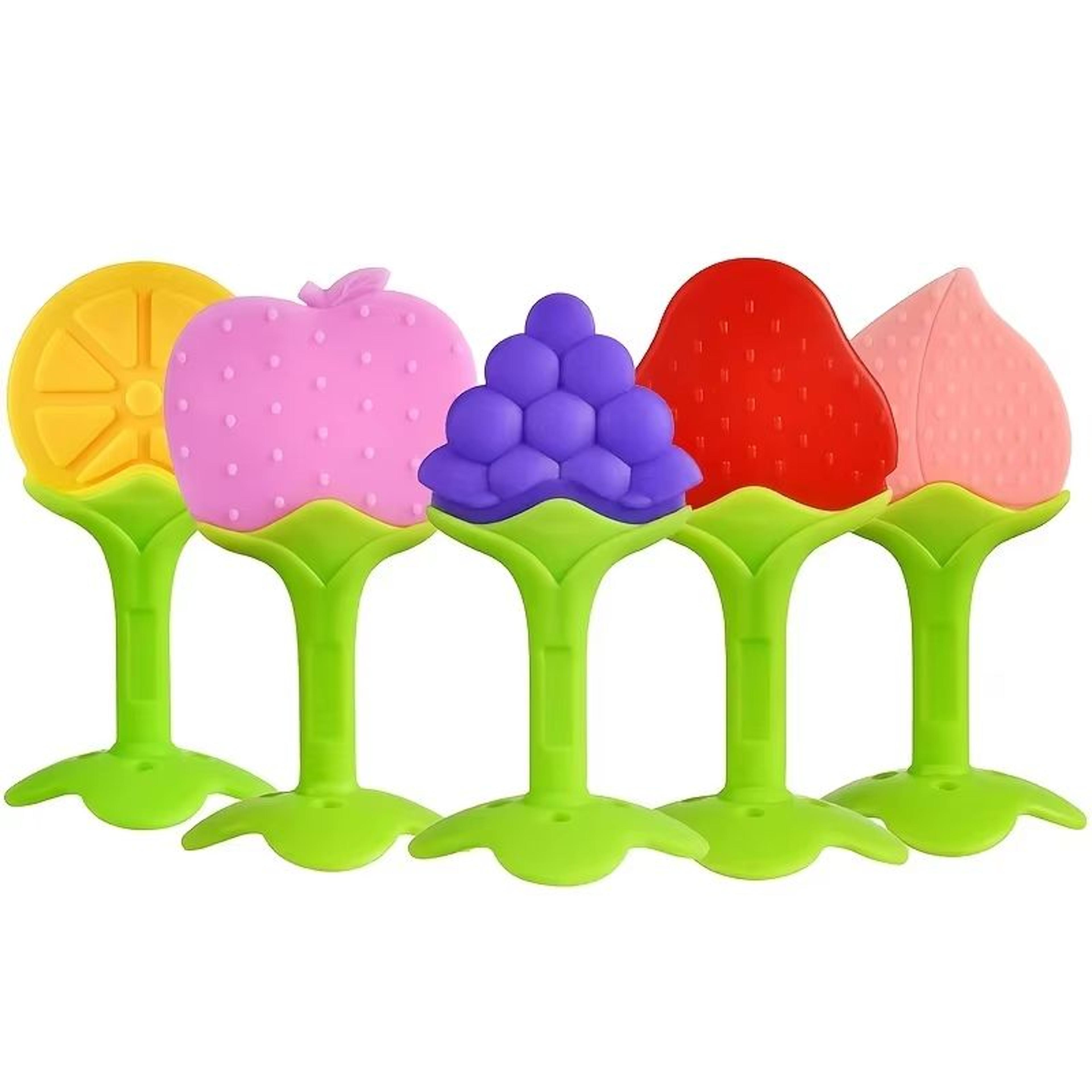 Silicone Baby Fruit Teether 5Pack StrawberryStyle Soothing Teething Toy Set 7