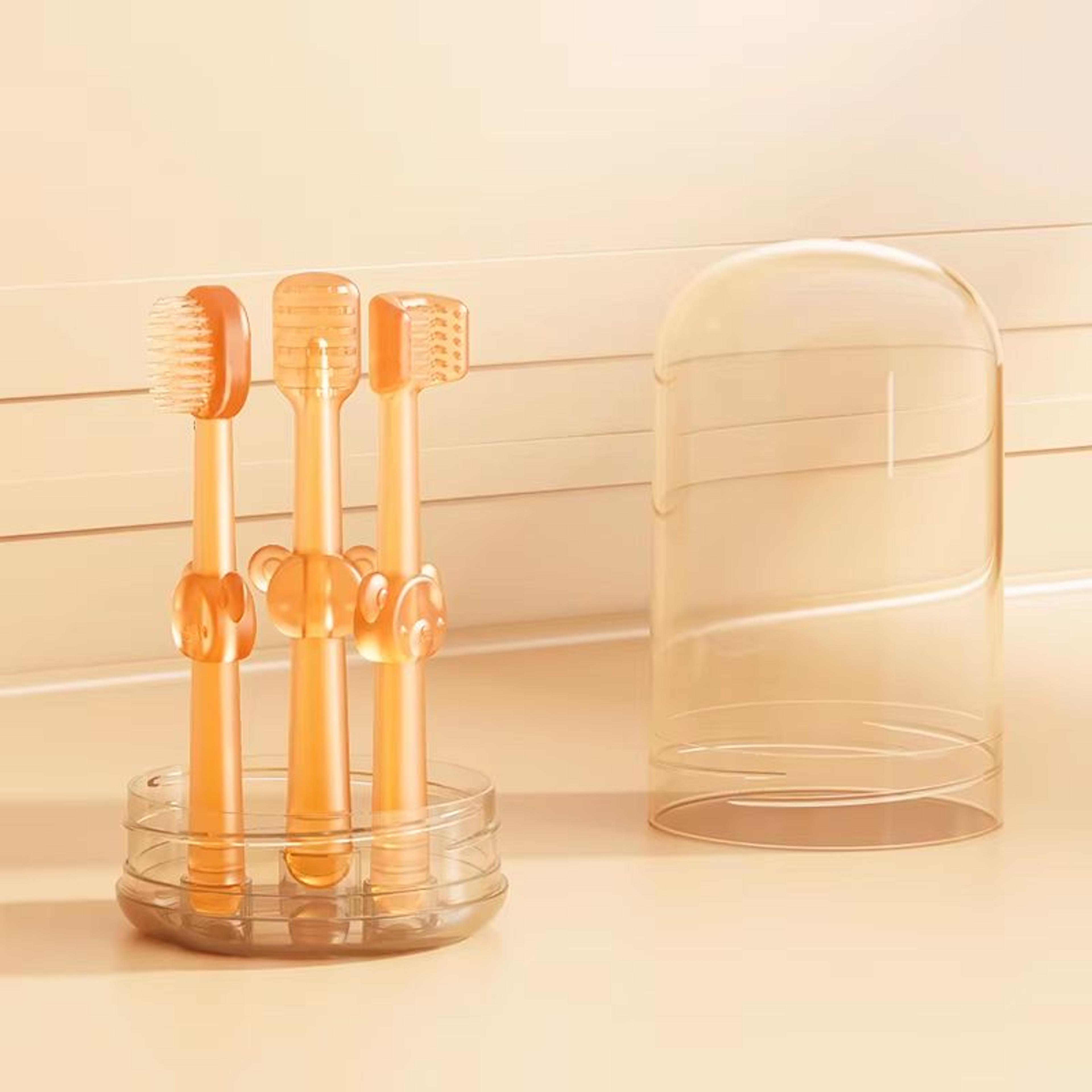 Portable 3Piece Silicone Baby Toothbrush Set With Wash Cup 9