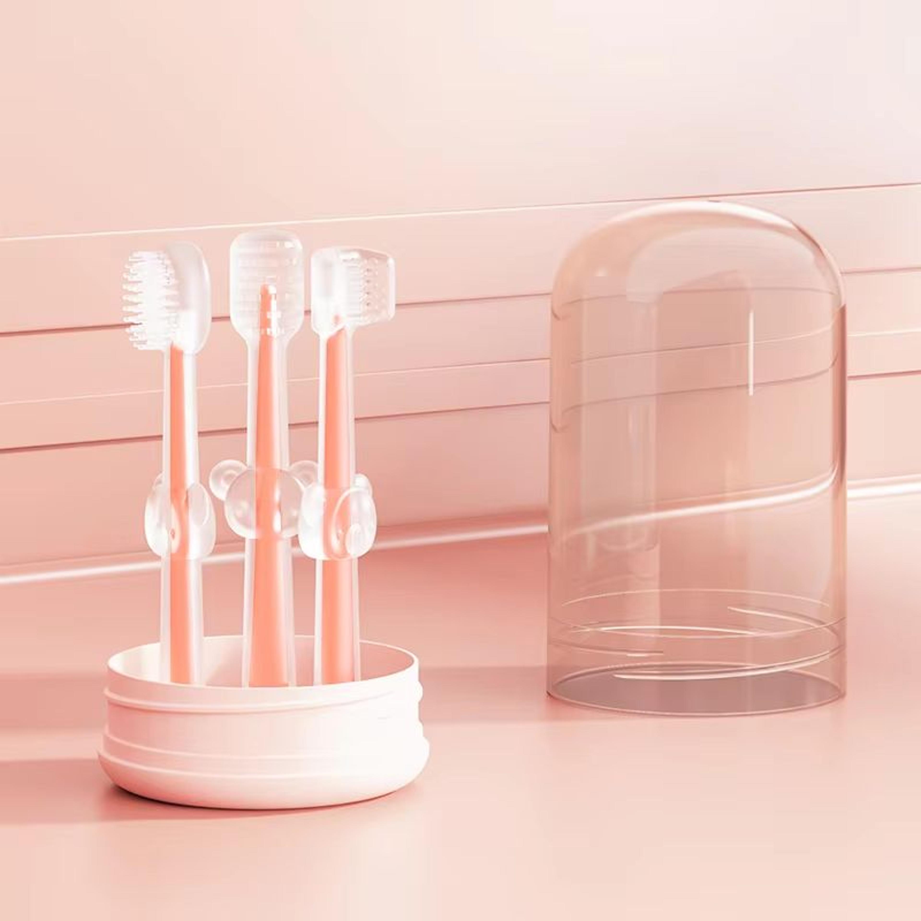 Portable 3Piece Silicone Baby Toothbrush Set With Wash Cup 6
