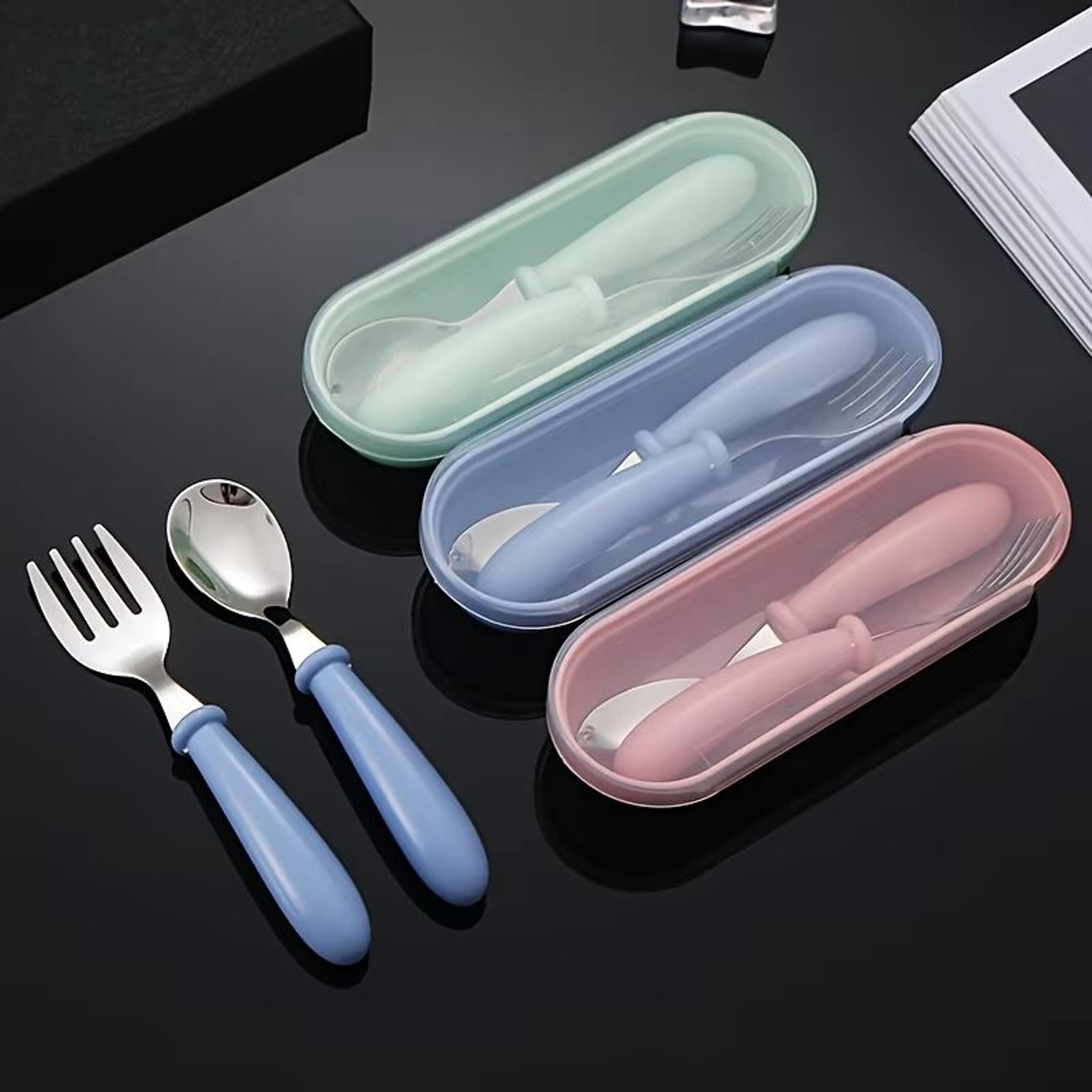 3Piece Portable 304 Stainless Steel Kids Spoon Fork Cutlery Set With Box 2