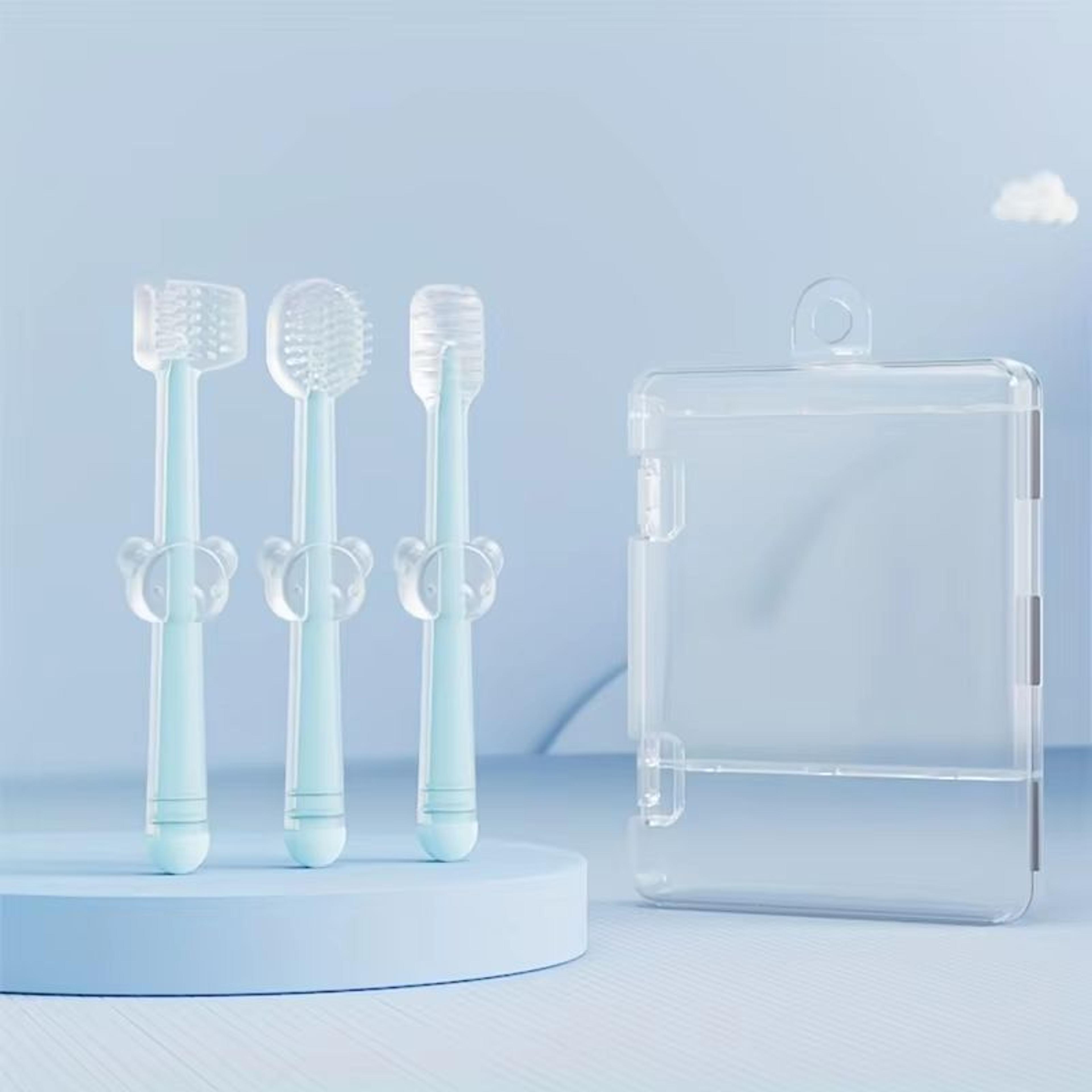 3Piece Portable Silicone Baby Toothbrush Set With Travel Case 1