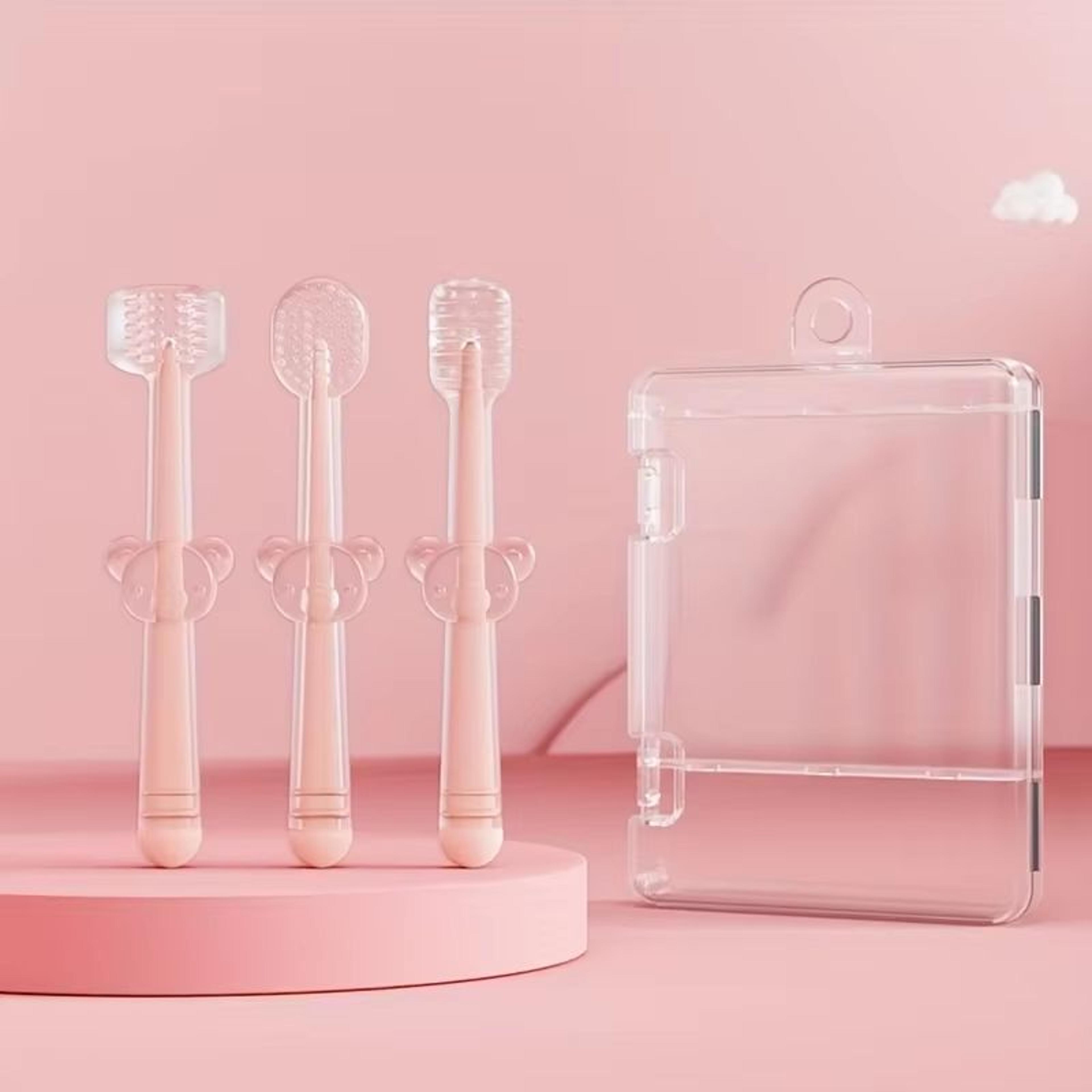 3Piece Portable Silicone Baby Toothbrush Set With Travel Case 2