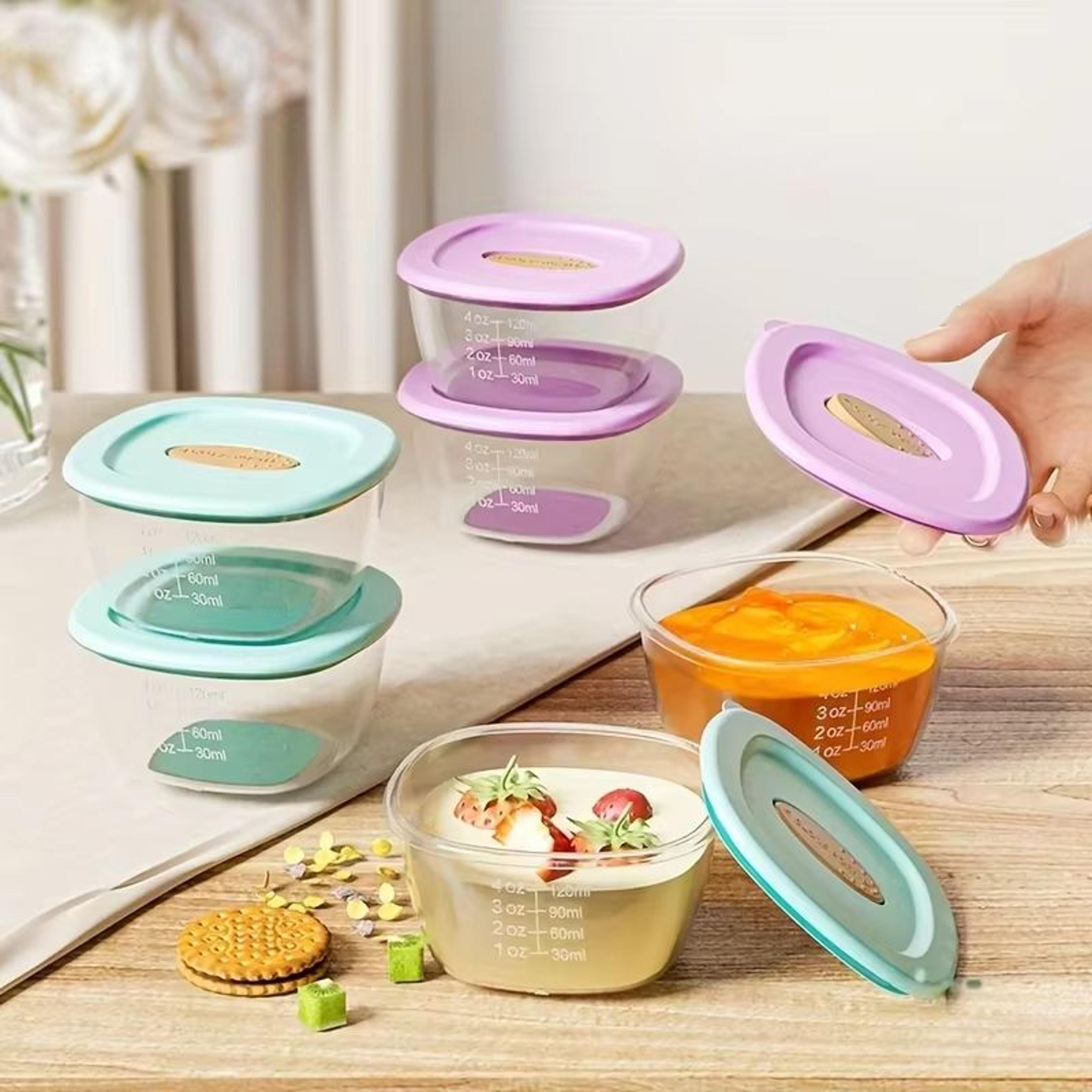 4Piece Reusable Square Food Storage Box Set With Airtight Lids 6