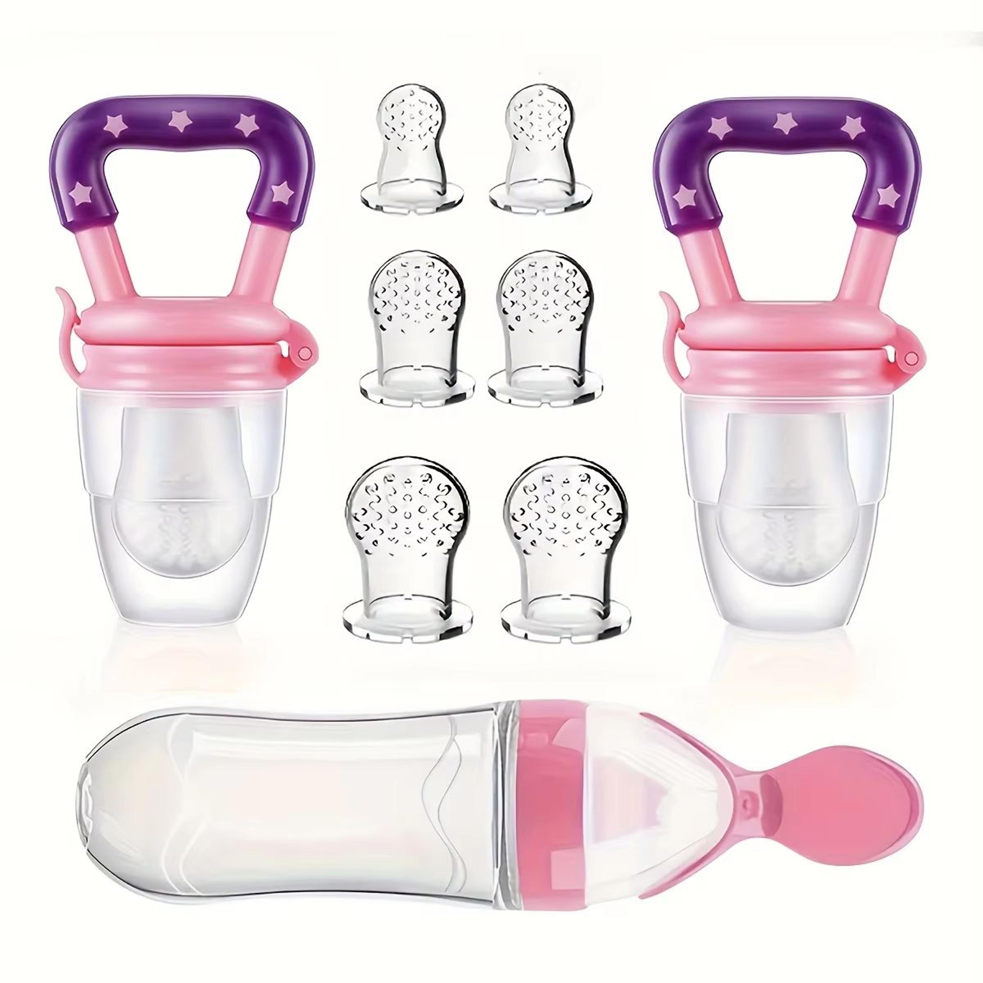 9Piece Baby Feeding Set With Silicone Squeeze Bottle Fruit Feeders And 6 Mesh Pouches 6