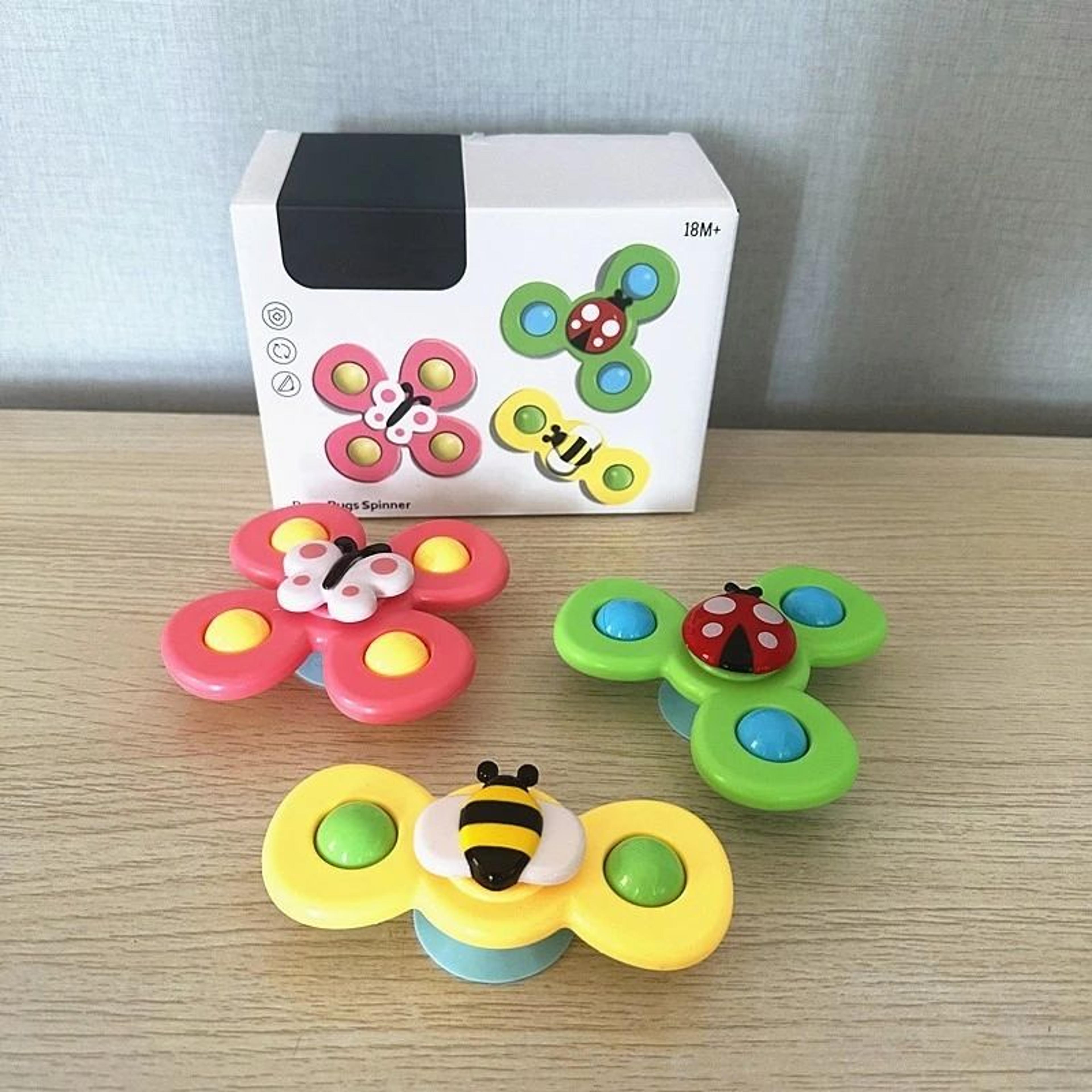SplashSpin 3 Pack Suction Spinner Baby Bath Toys Set 5