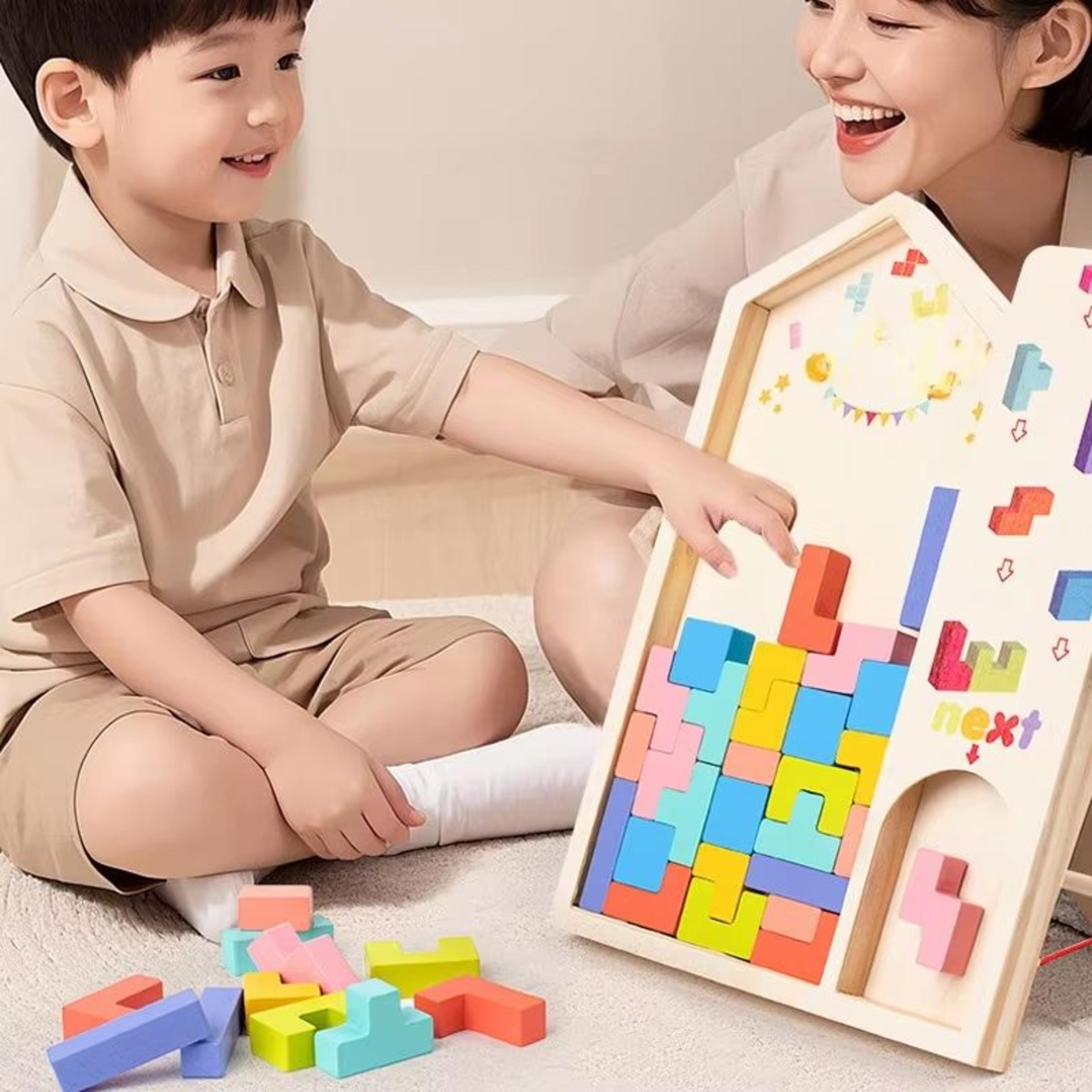 WoodlandBlocks 3D Wooden Puzzle Building Set  Early Logic Training Toy 1