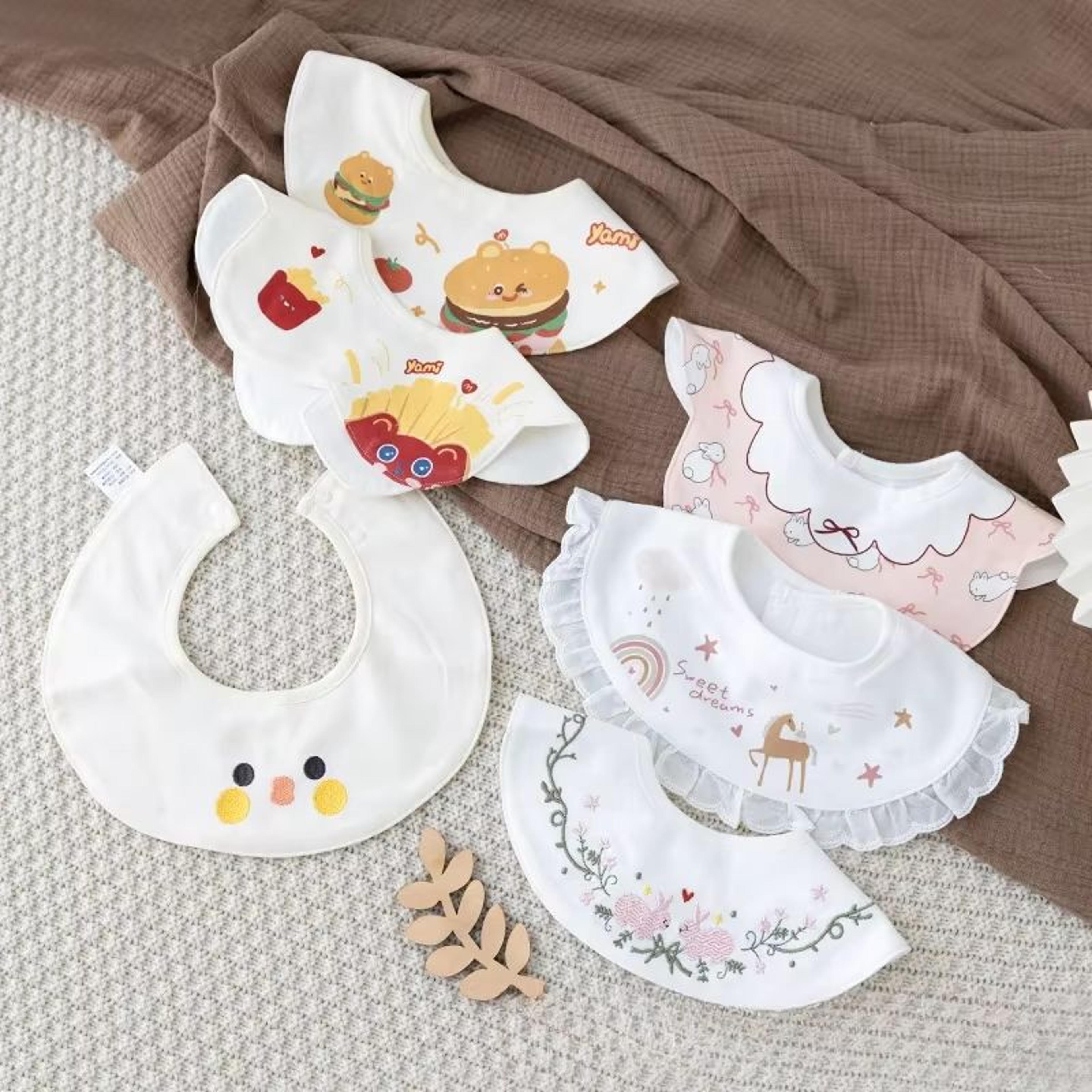 PetalSoft 3Piece Cotton Gauze Baby Feeding Bibs  Drool Towels 2