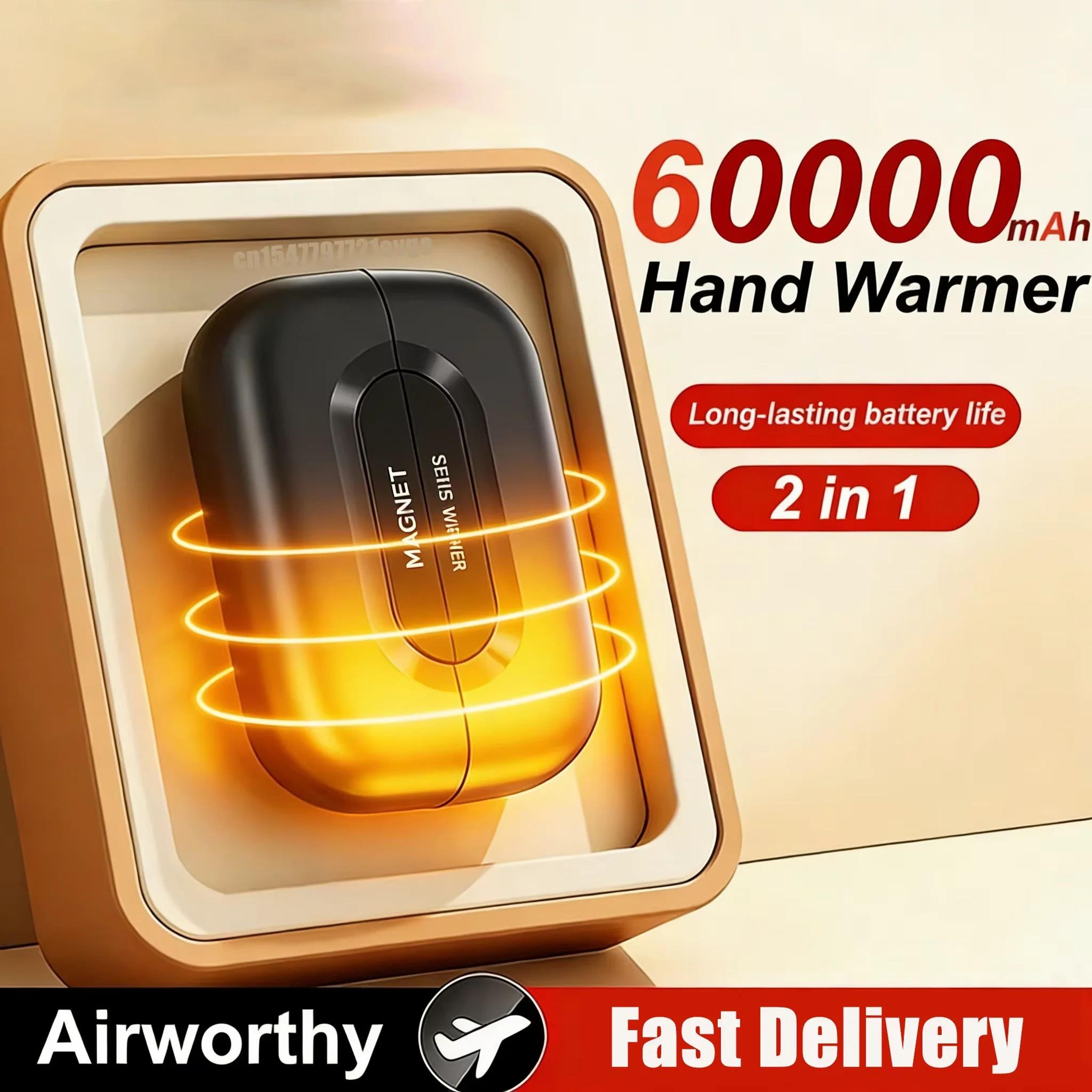 WarmWave 2in1 Magnetic Hand Warmer And 60000 MAh Power Bank  Portable USB Rechargeable Pocket Heate 0
