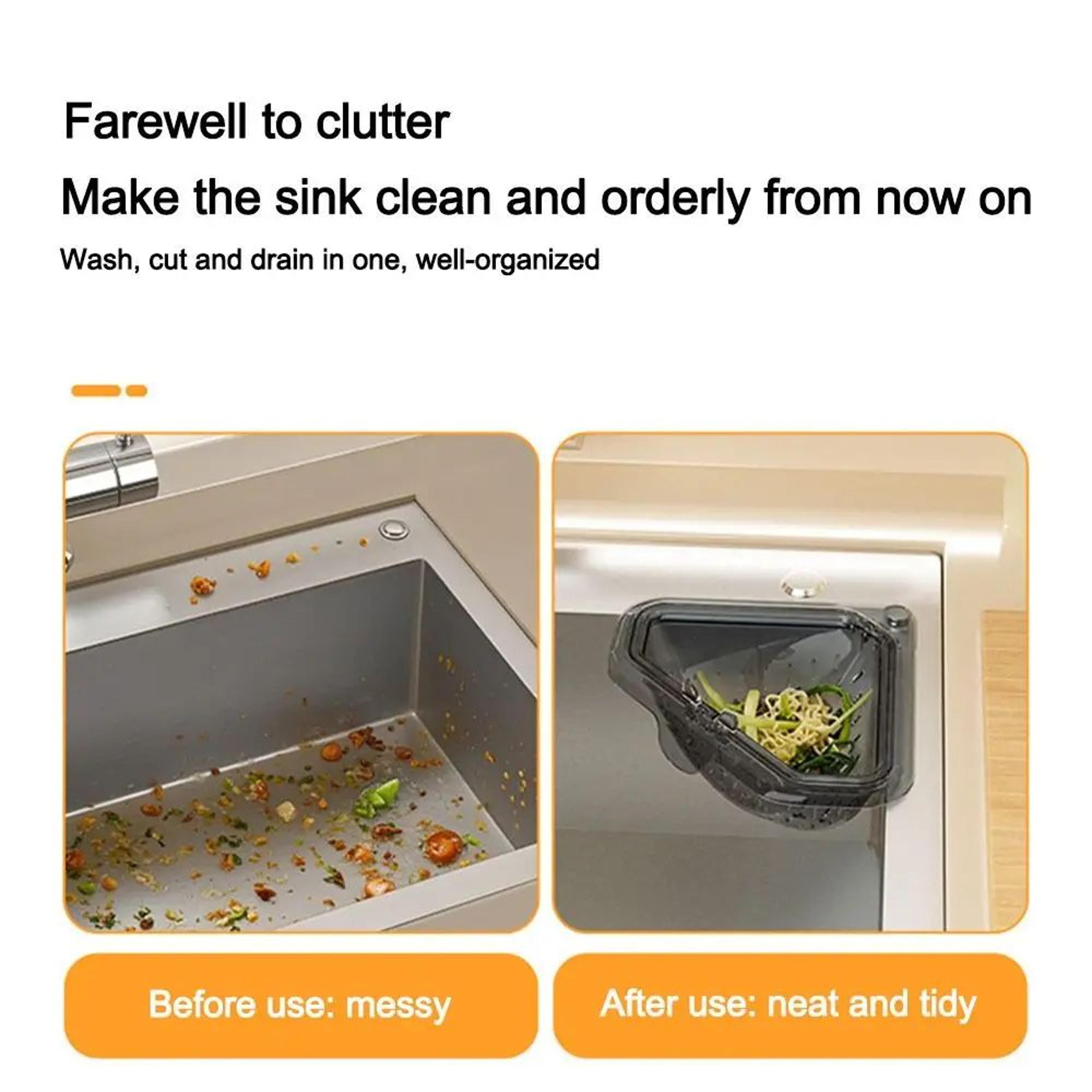 Magnetic Triangle Sink Drain Basket With Anti Leak Strainer Filter 2