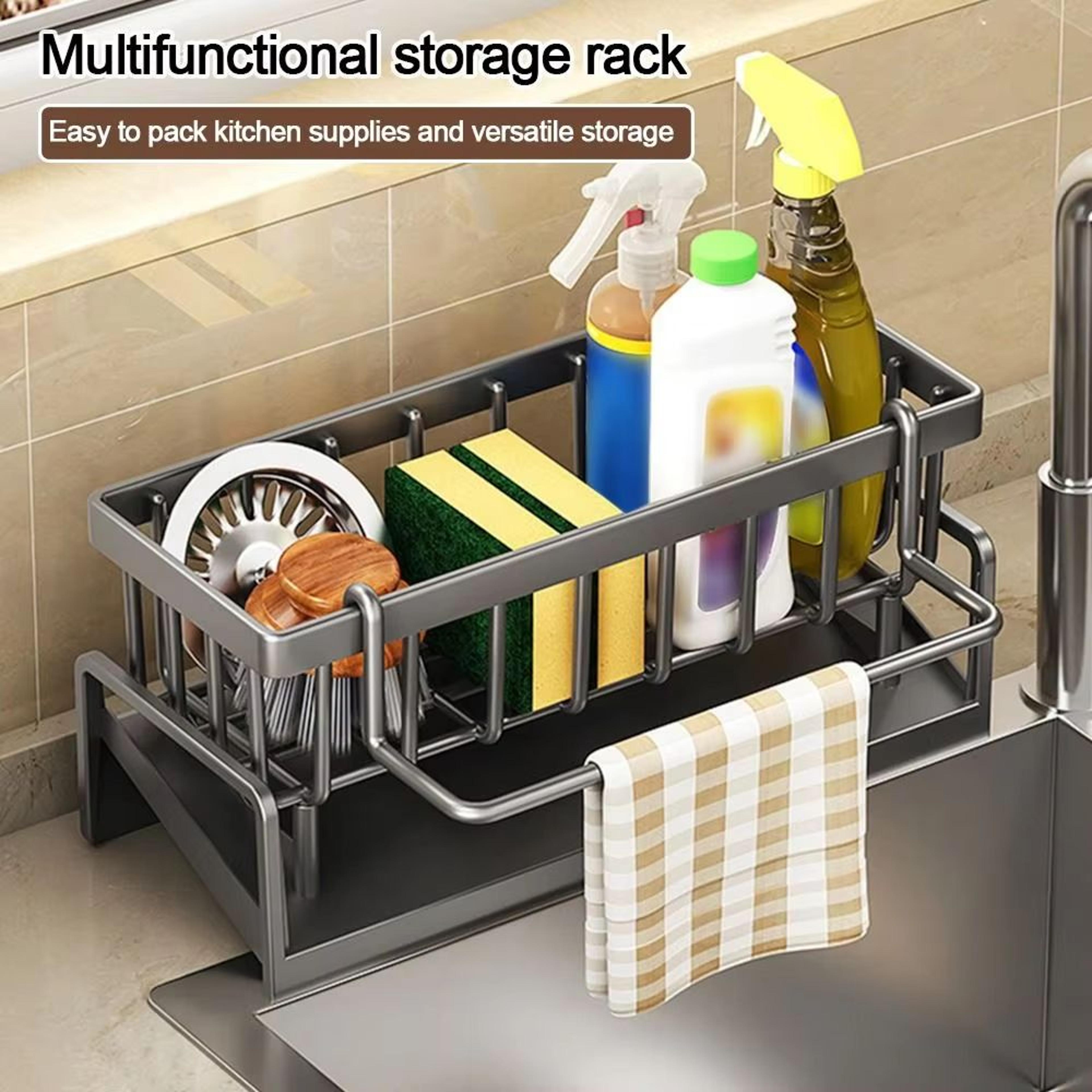 Durable SelfDraining Kitchen  Bathroom Sink Storage Rack 0