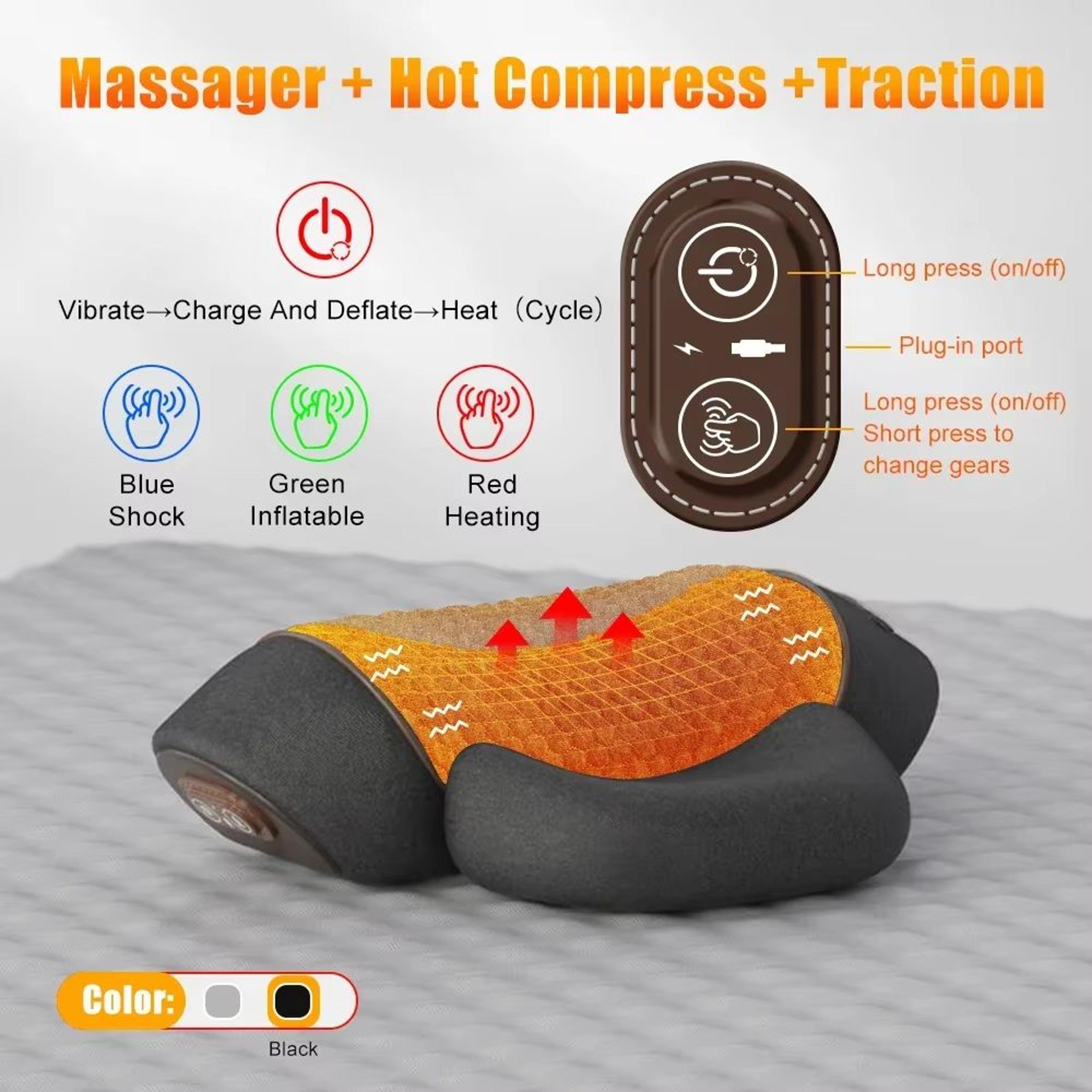 Electric Neck Massager Cervical Stretch Pillow With Heat And Vibration For Neck And Shoulders 7