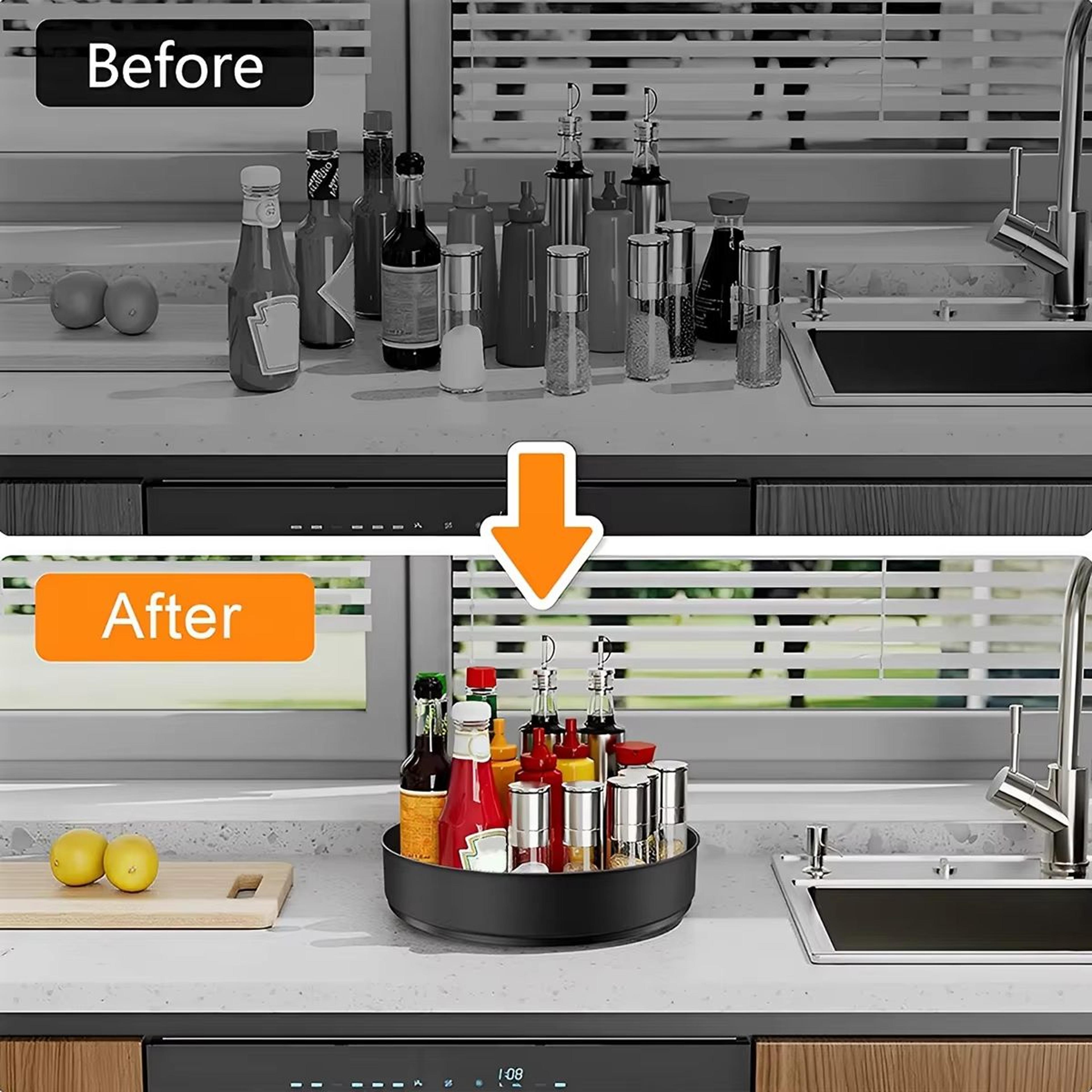 Stainless Steel Rotating Turntable Organizer Multifunction Kitchen Storage Rack 1