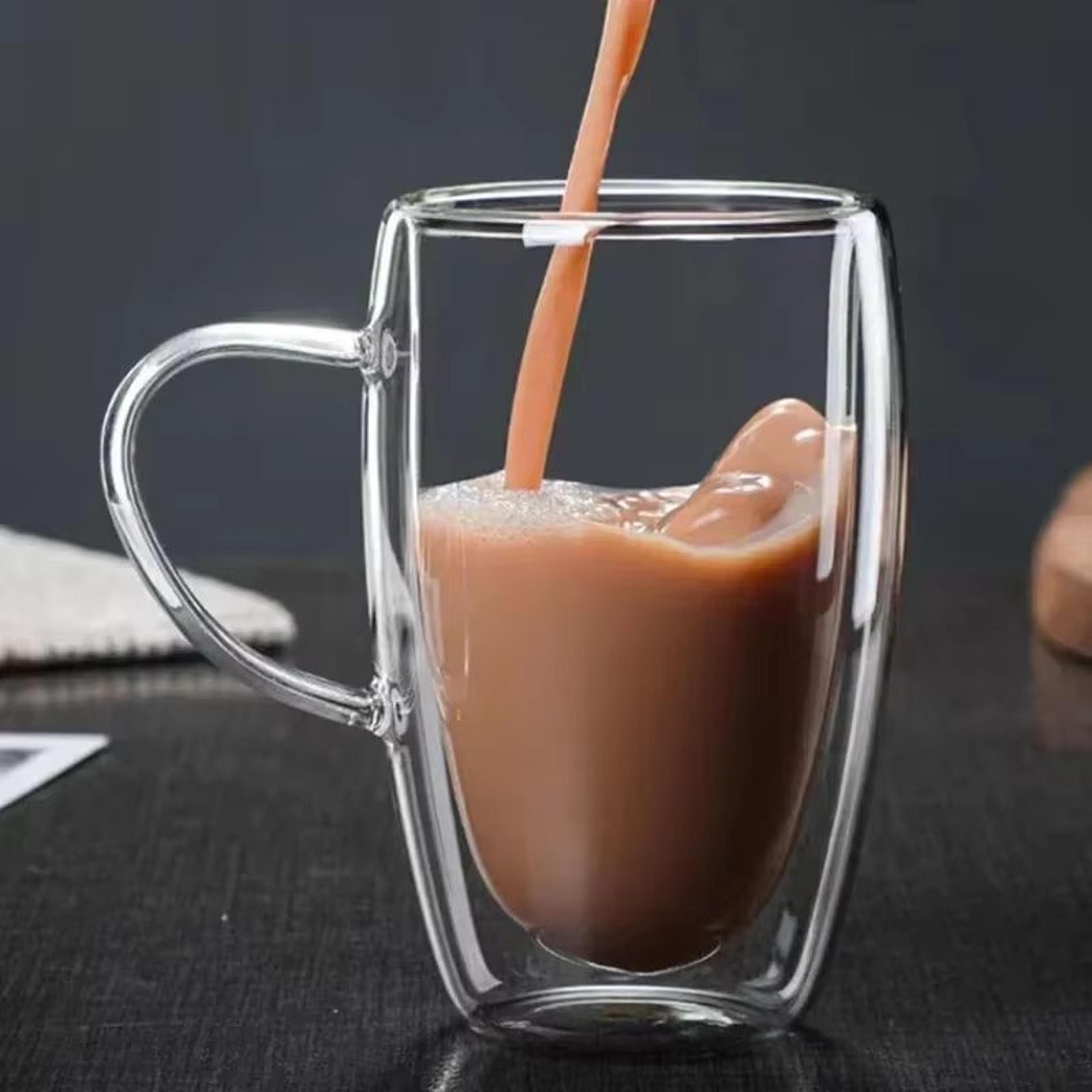 Transparent Double Wall Borosilicate Glass Cup 150450 Ml Insulated Coffee Tea  Juice Mug 0