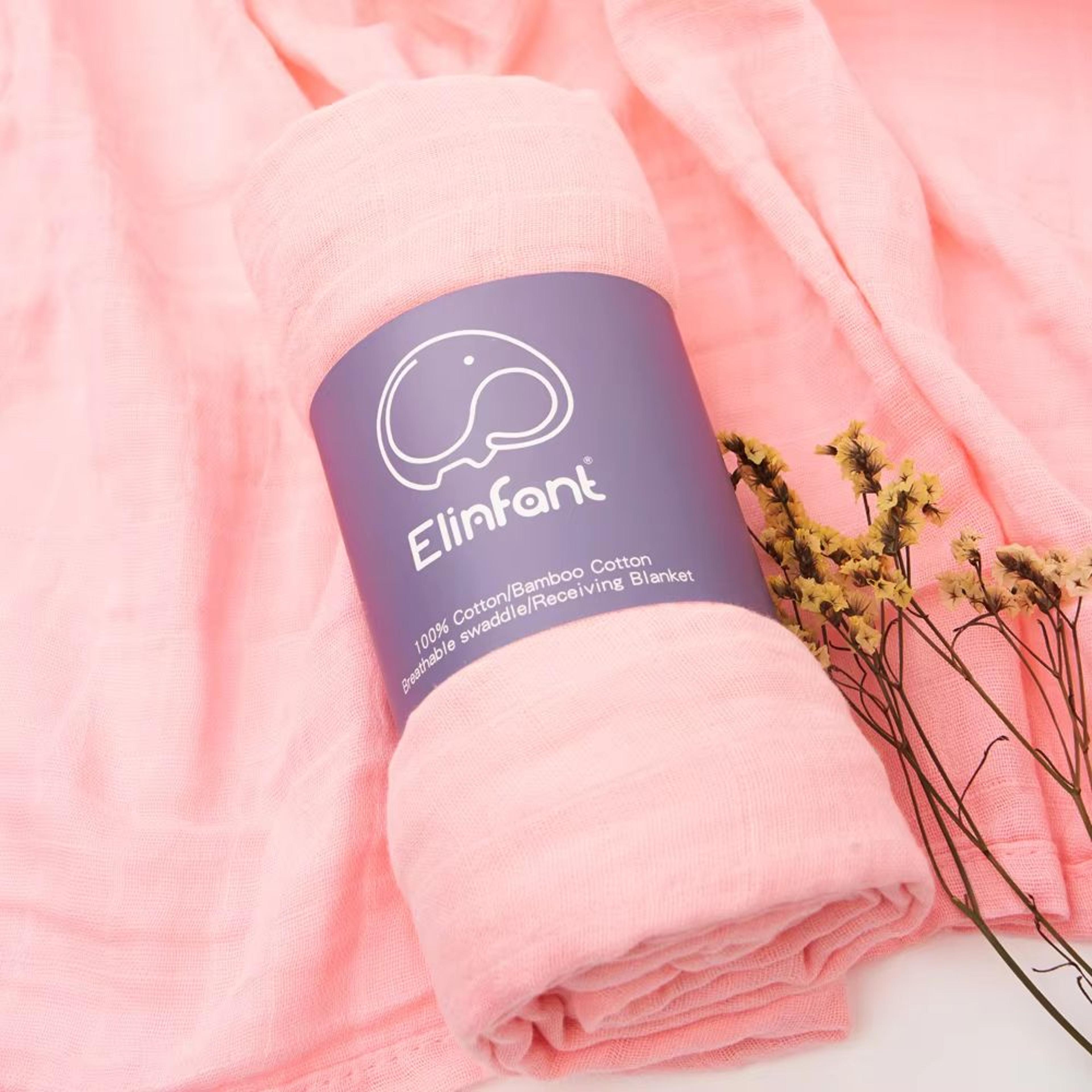 Elinfant 2 Layer Cotton Muslin Swaddle Blanket 4724x4331in Newborn Bath Towel Wrap 9
